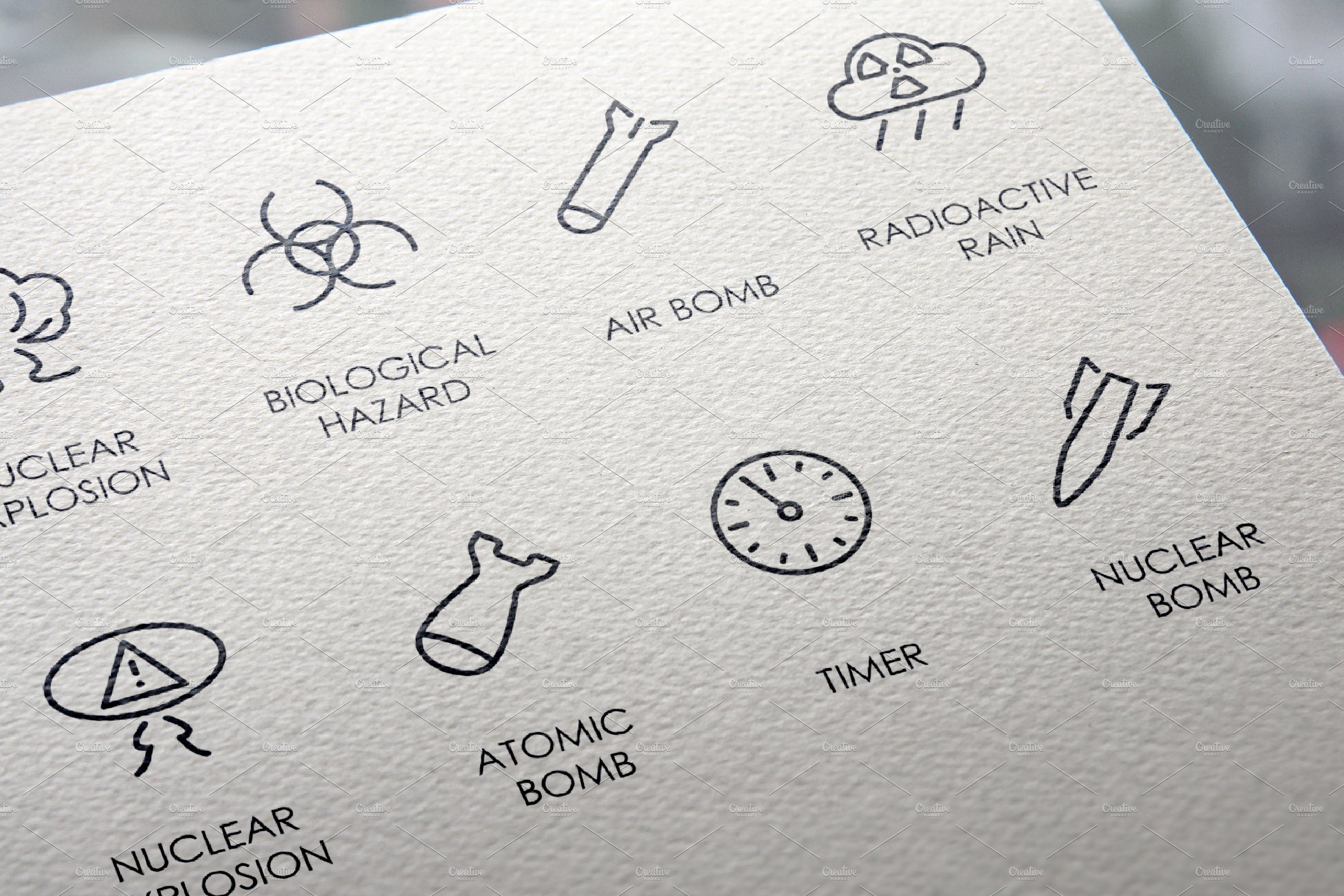 Nuclear weapon thinline icons