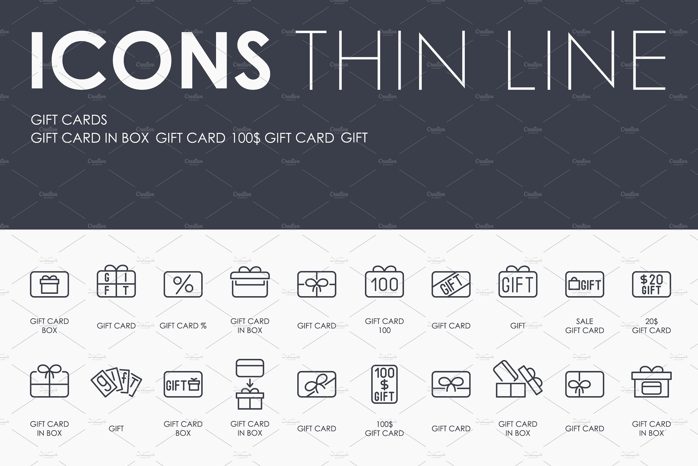 Gift cards thinline icons