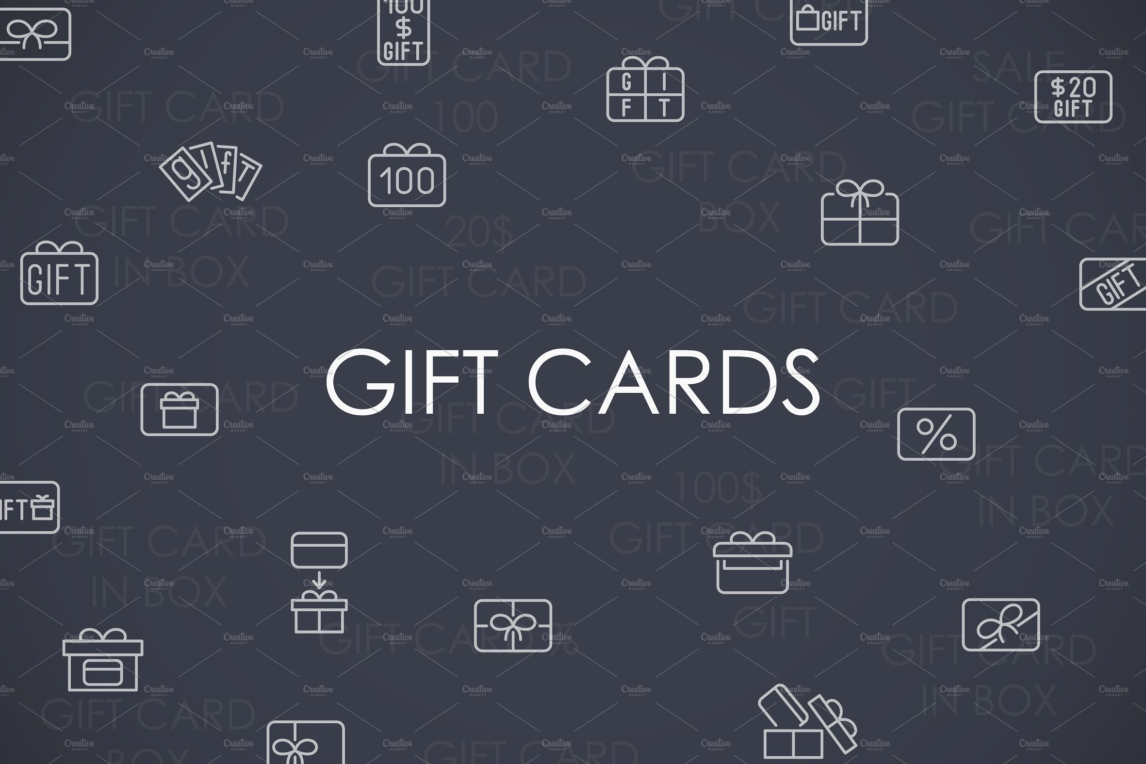 Gift cards thinline icons