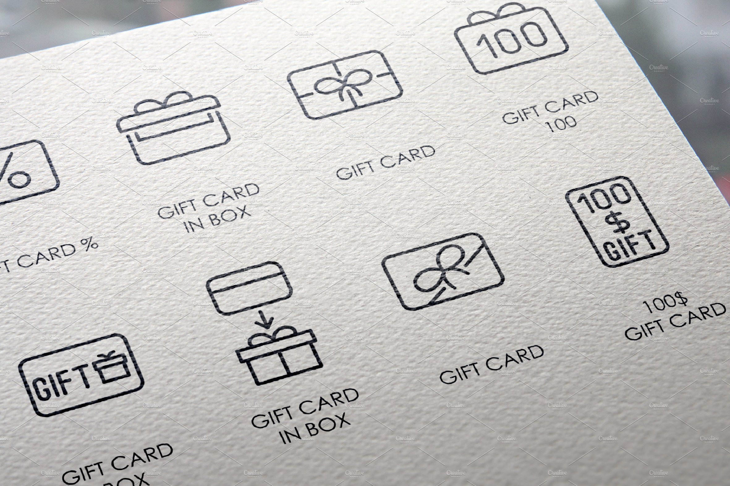 Gift cards thinline icons