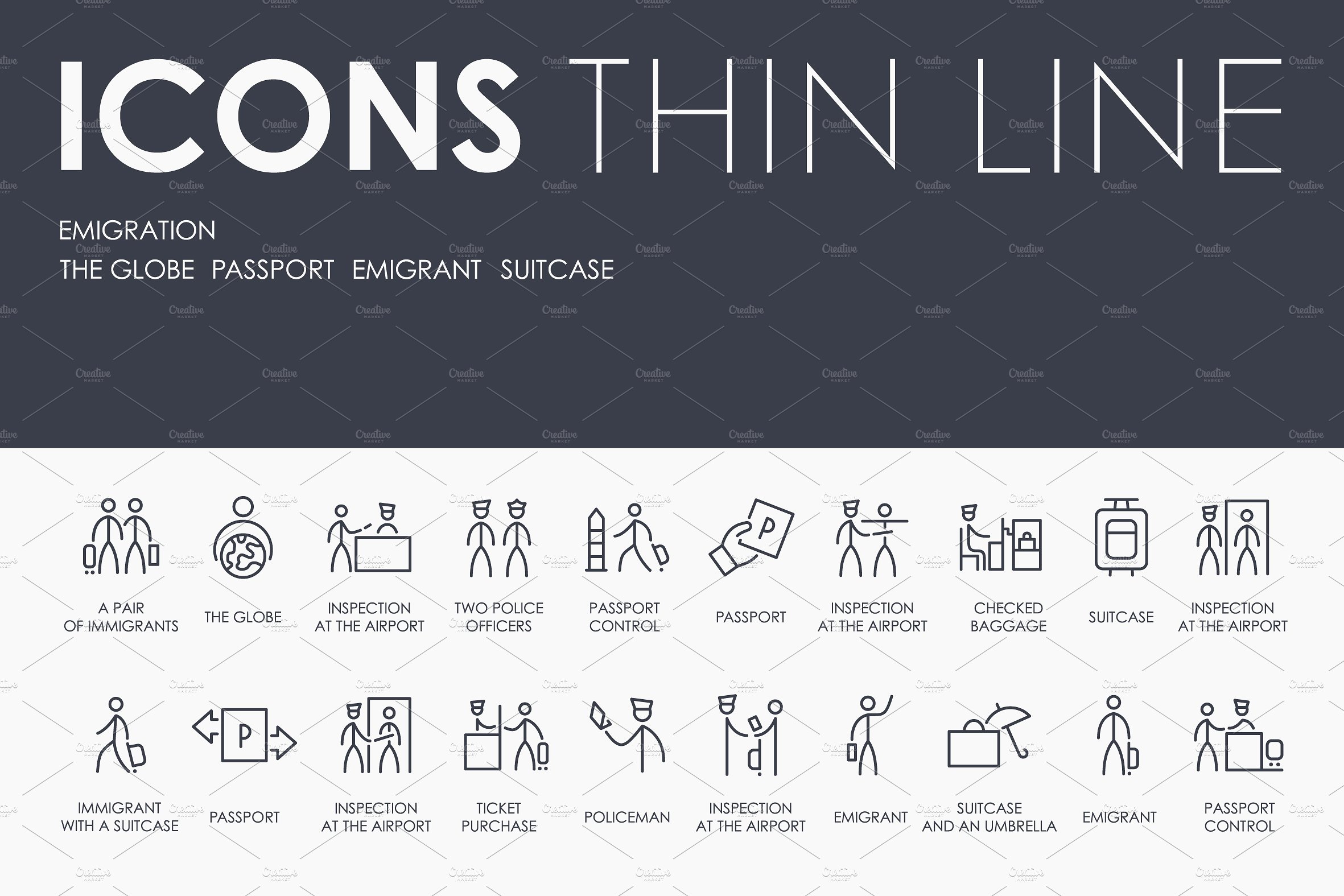 Emigration thinline icons