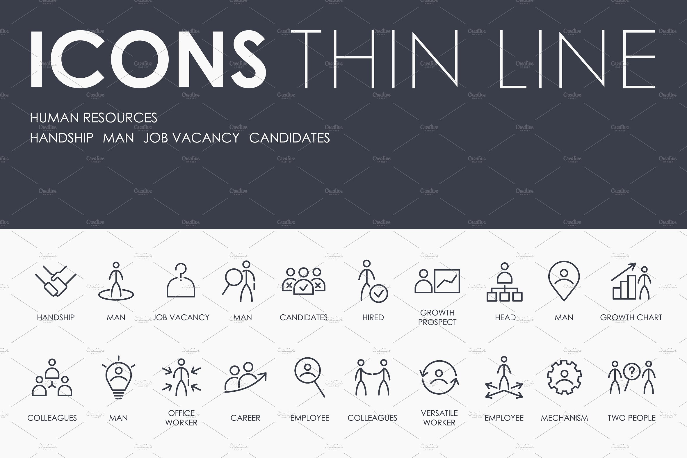 Human resources thinline icons