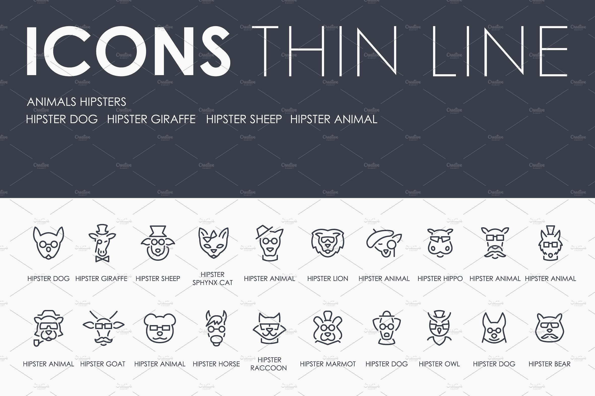 Animals hipsters thinline icon