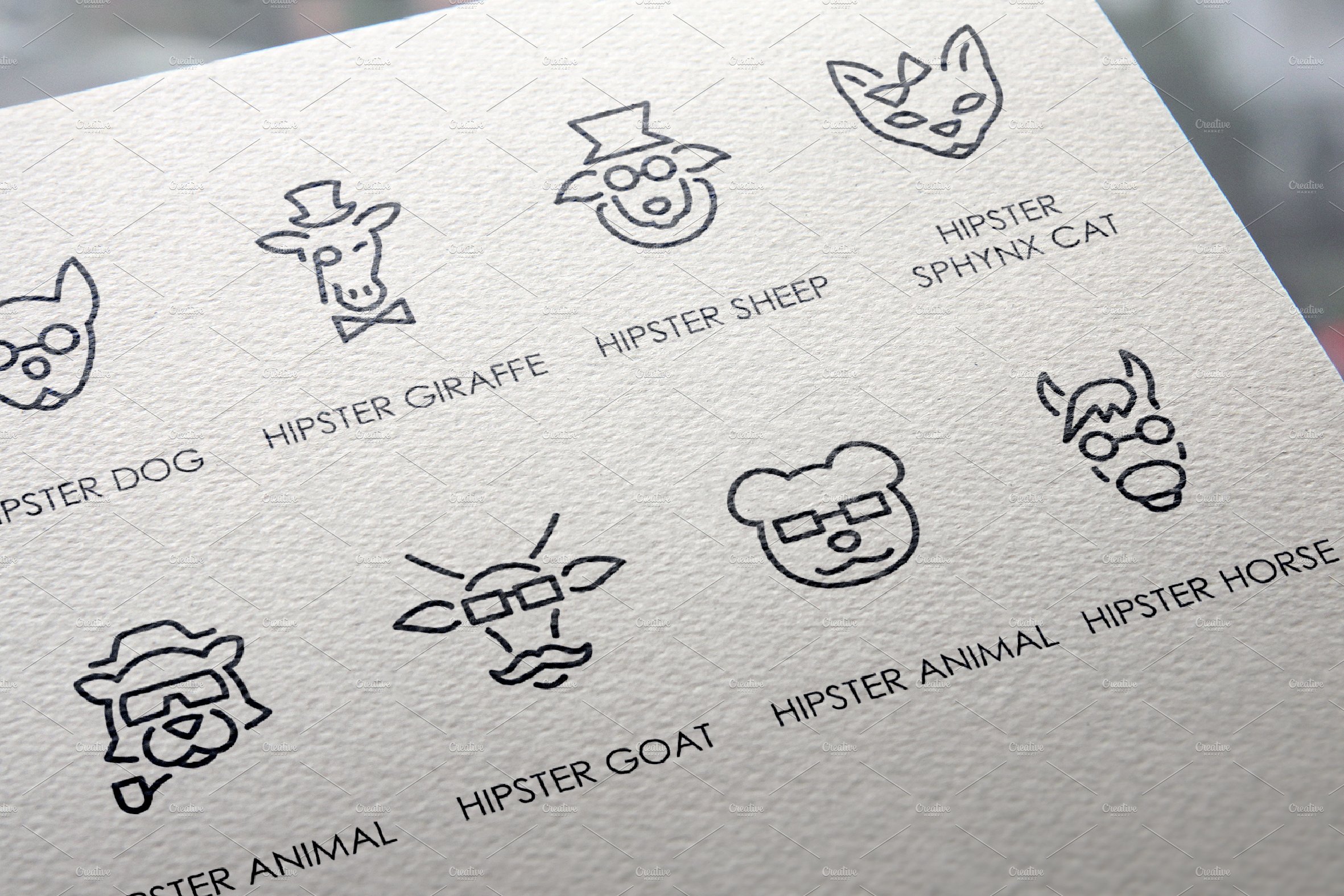 Animals hipsters thinline icon