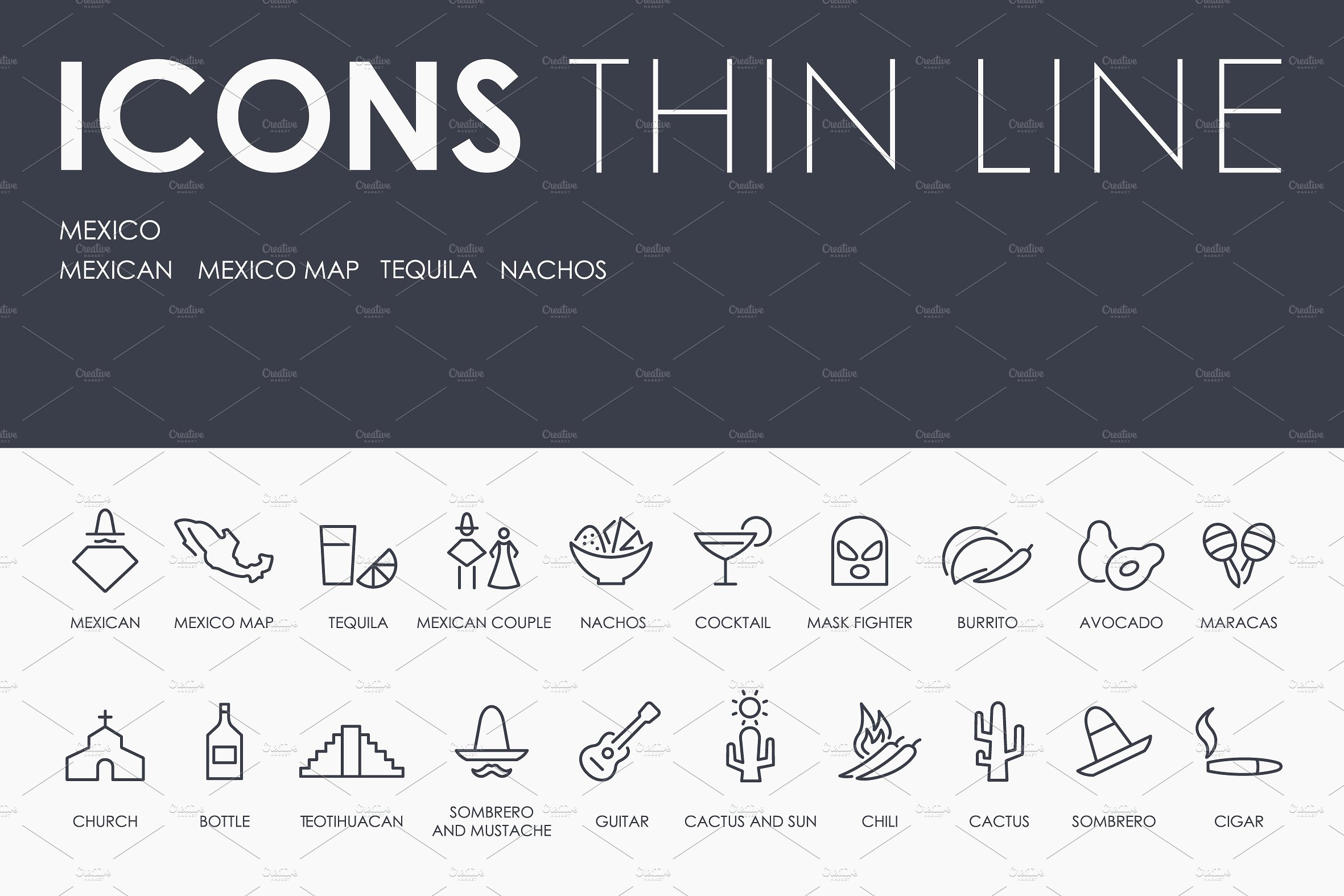 Mexico thinline icons