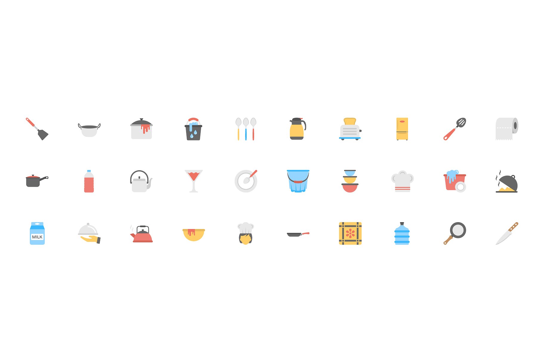 100 Kitchen Utensils Flat Icon