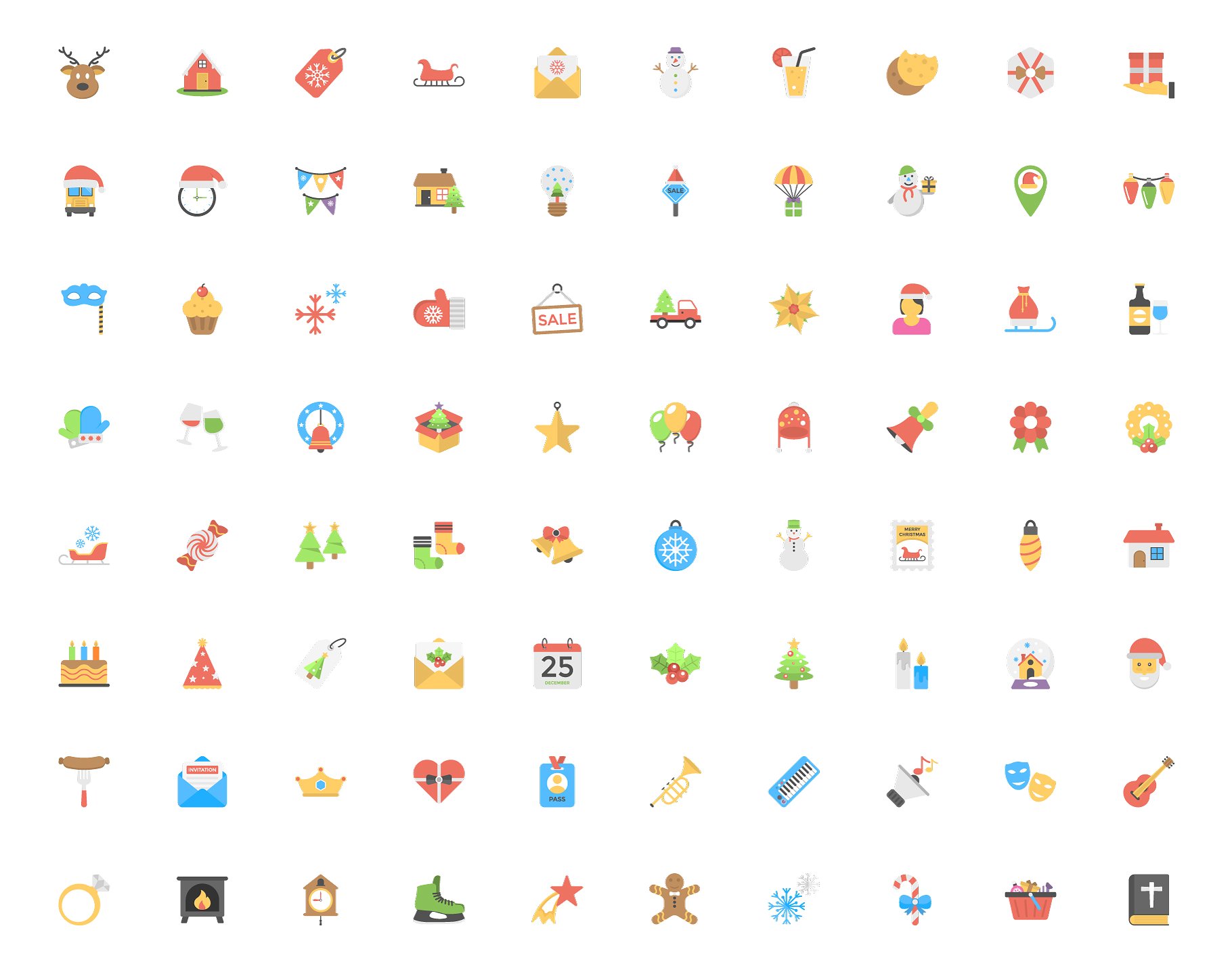 150 Christmas Flat Vector Icon