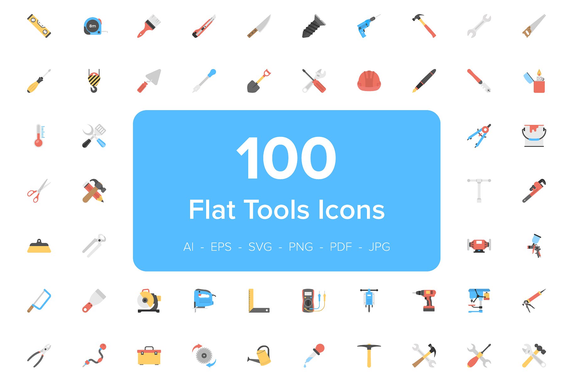 110 Tool Flat Vector Icons