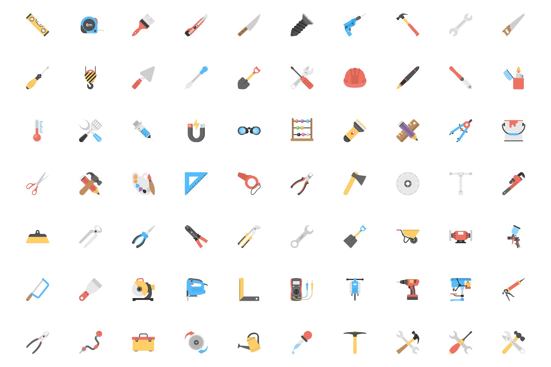 110 Tool Flat Vector Icons