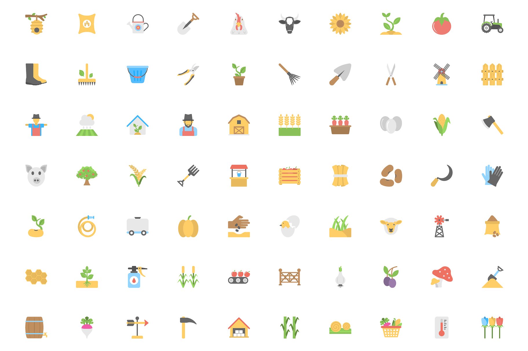 100 Farming Flat Vector Icons