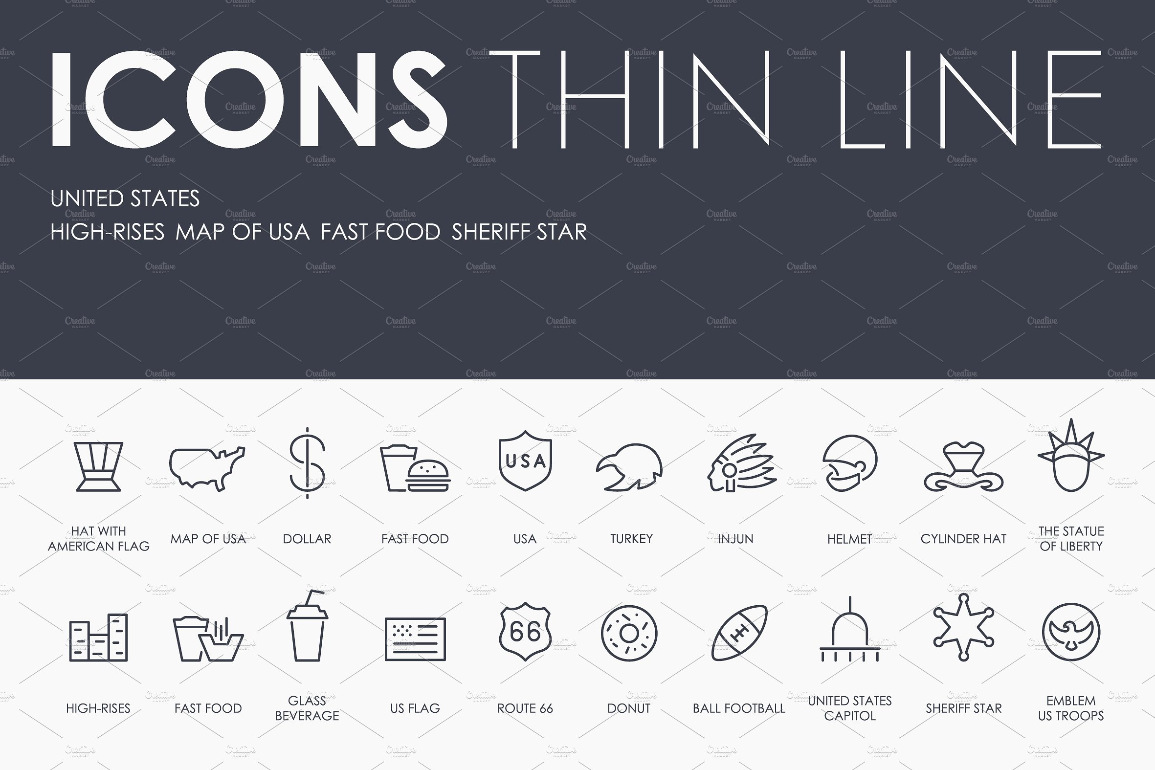 UNITED STATES thinline icons