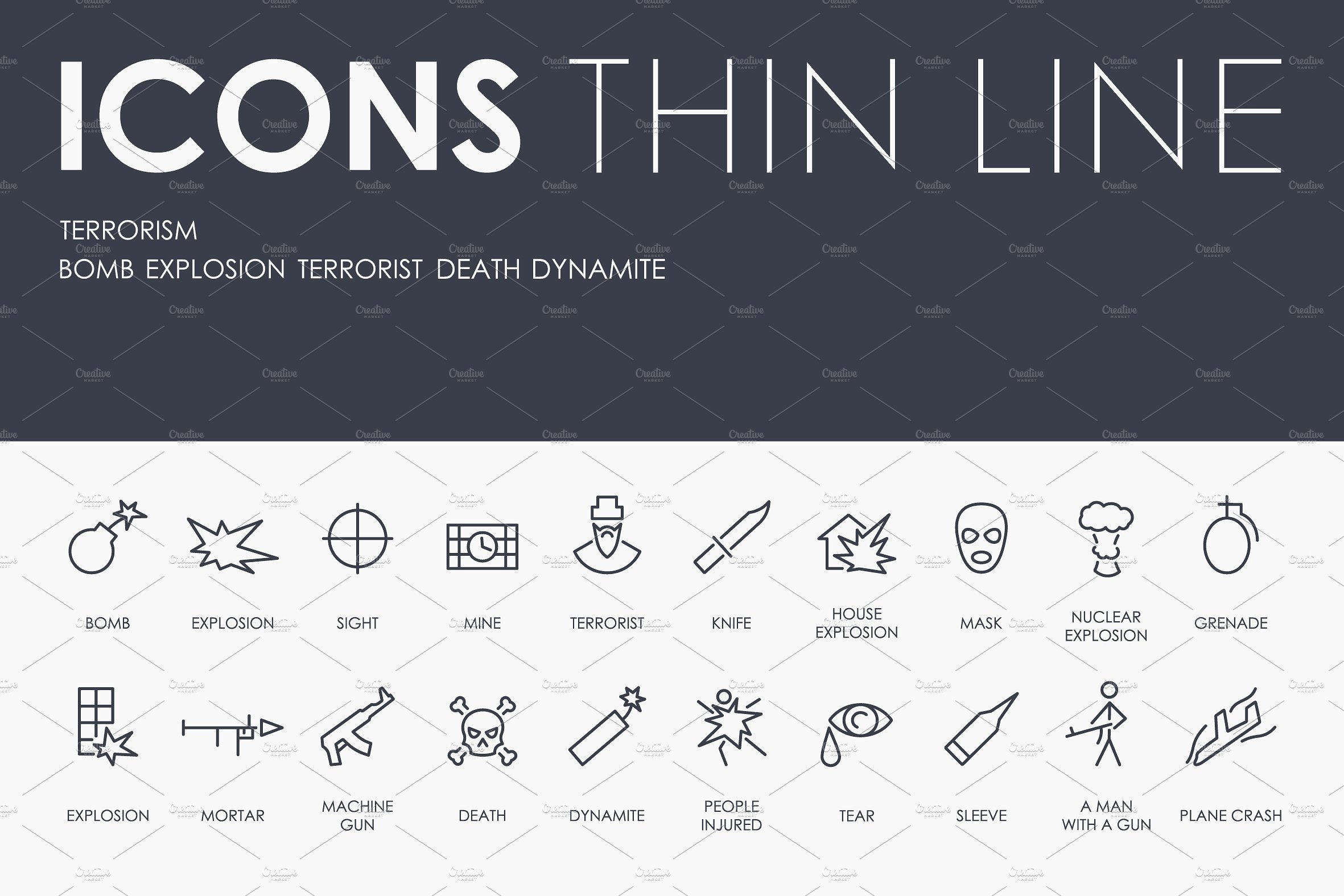 Terrorism thinline icons