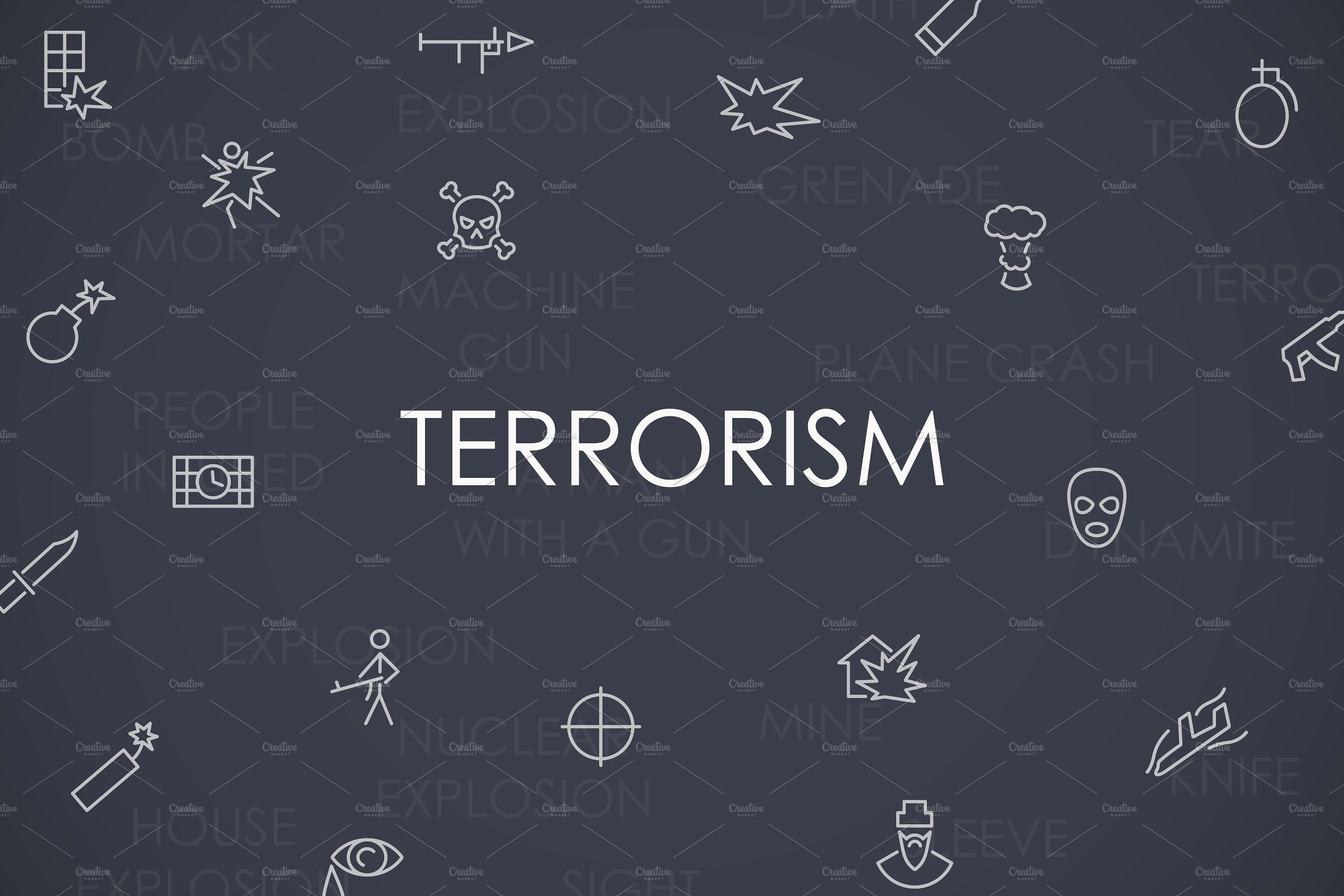 Terrorism thinline icons