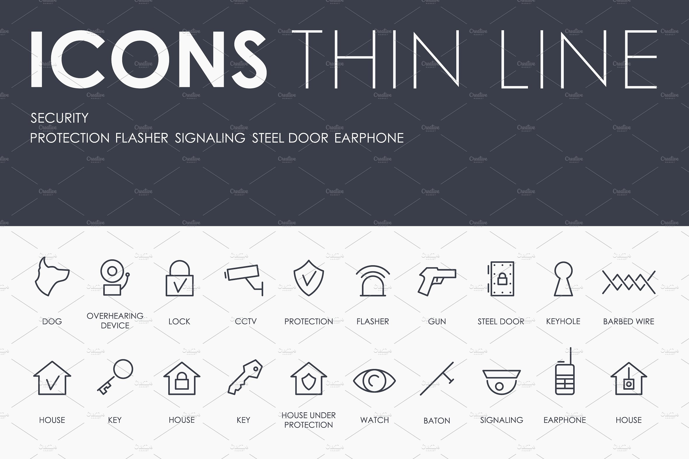 Security thinline icons