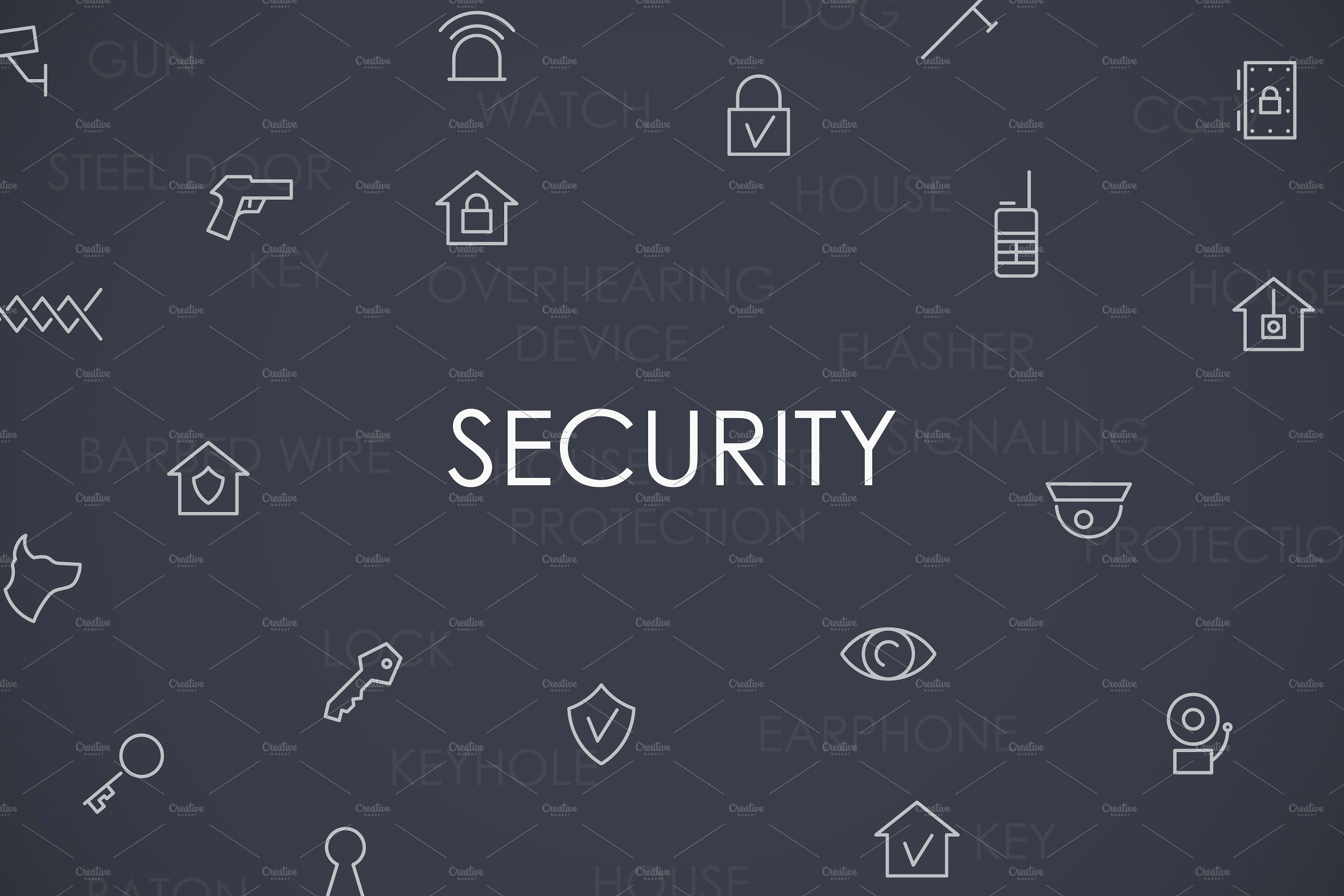 Security thinline icons