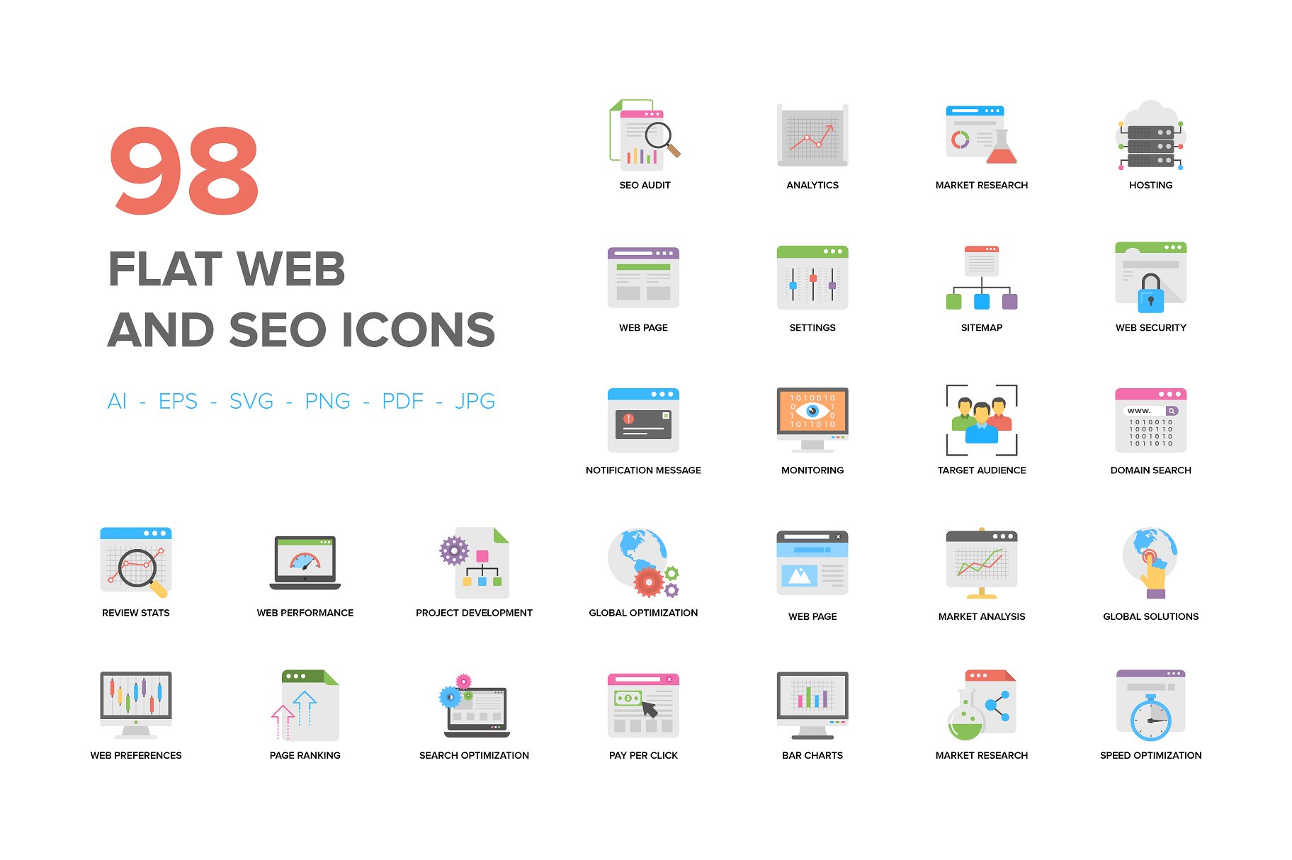 Flat Web And Seo Icons