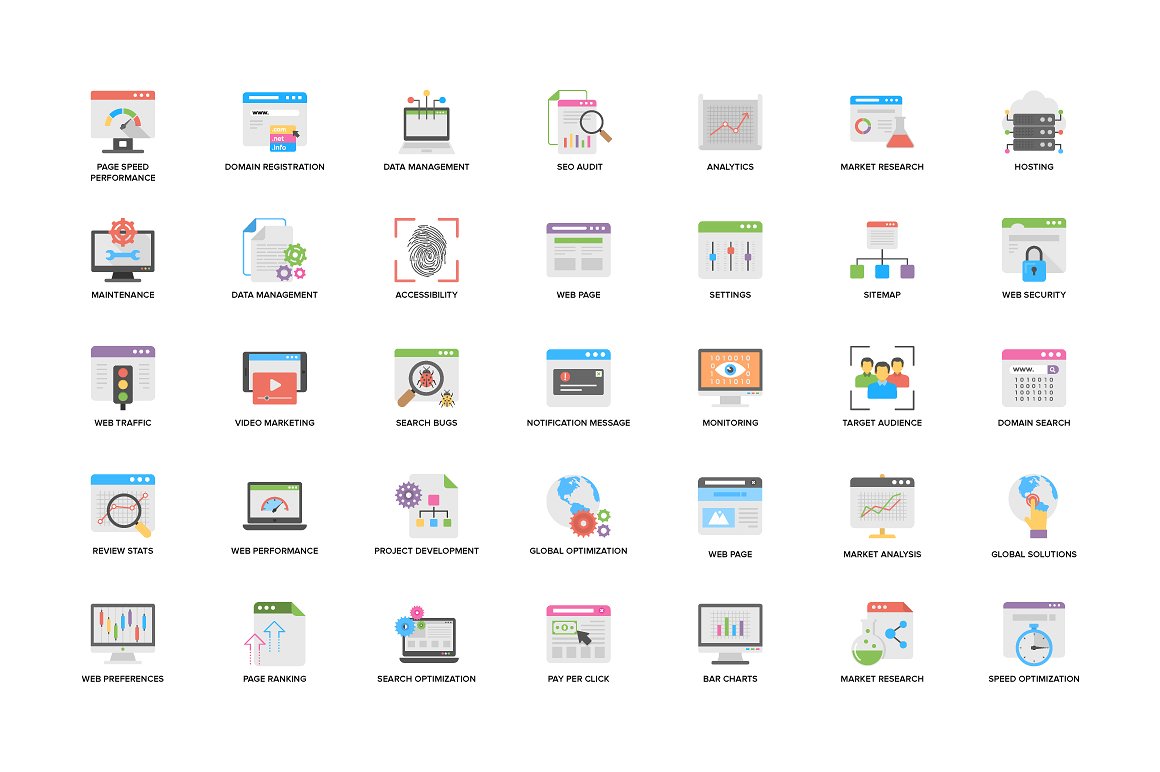 Flat Web And Seo Icons