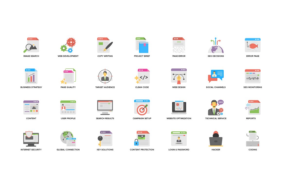 Flat Web And Seo Icons