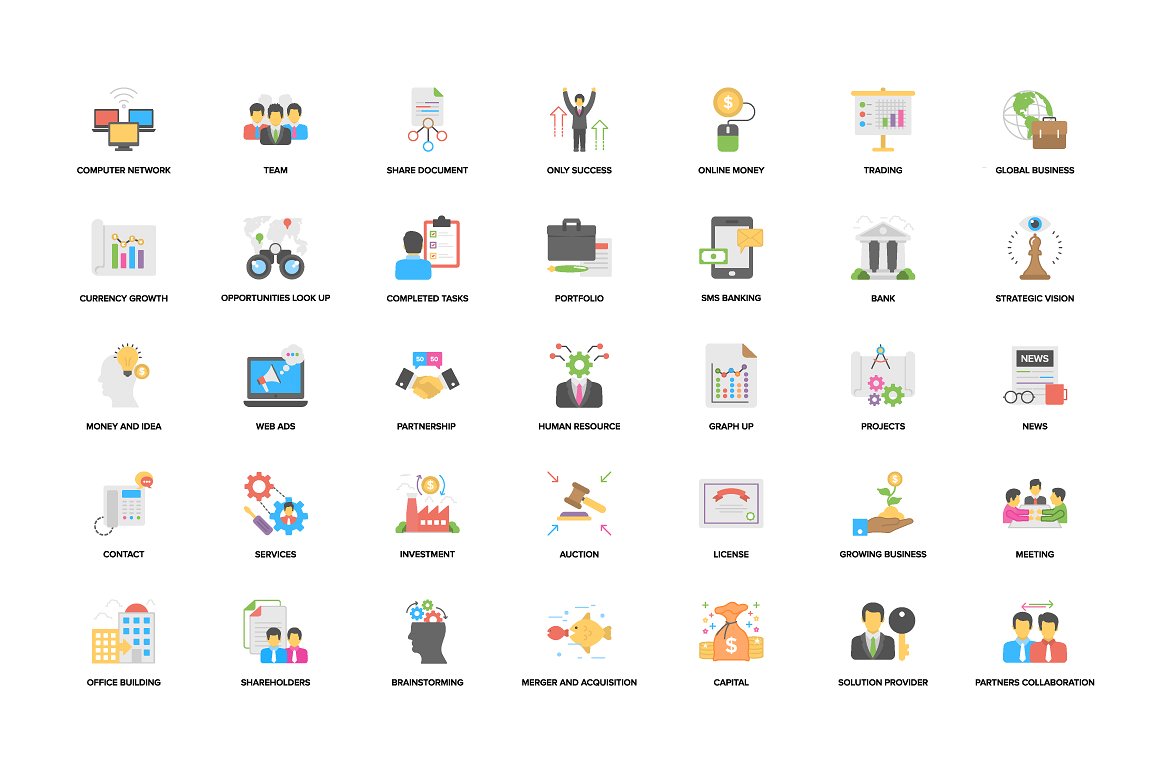 Flat Business Management Icons