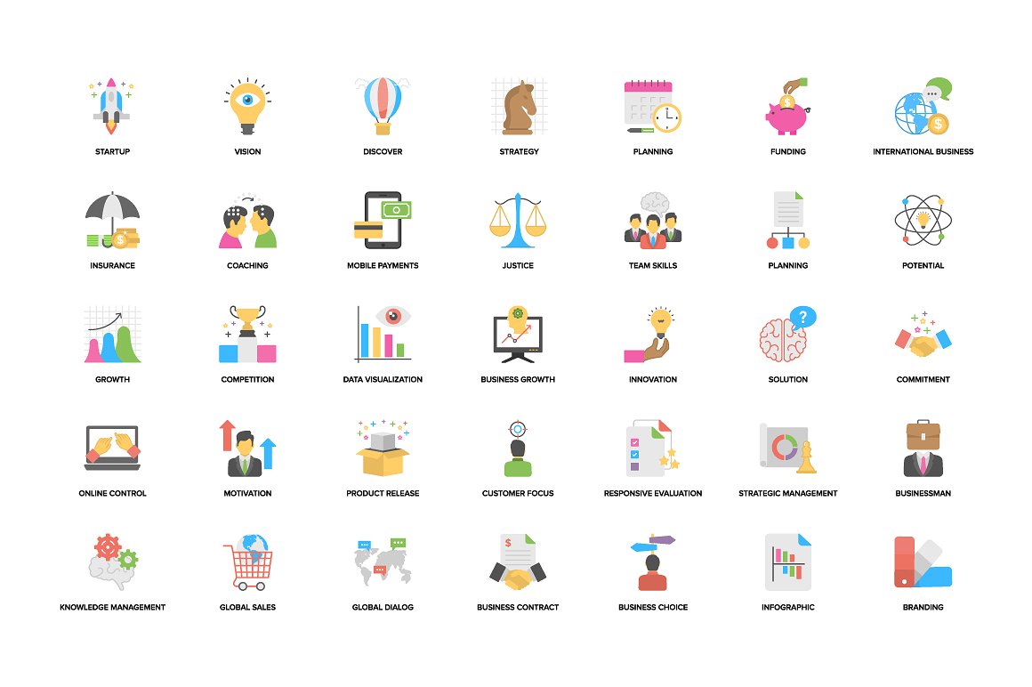 Flat Business Management Icons