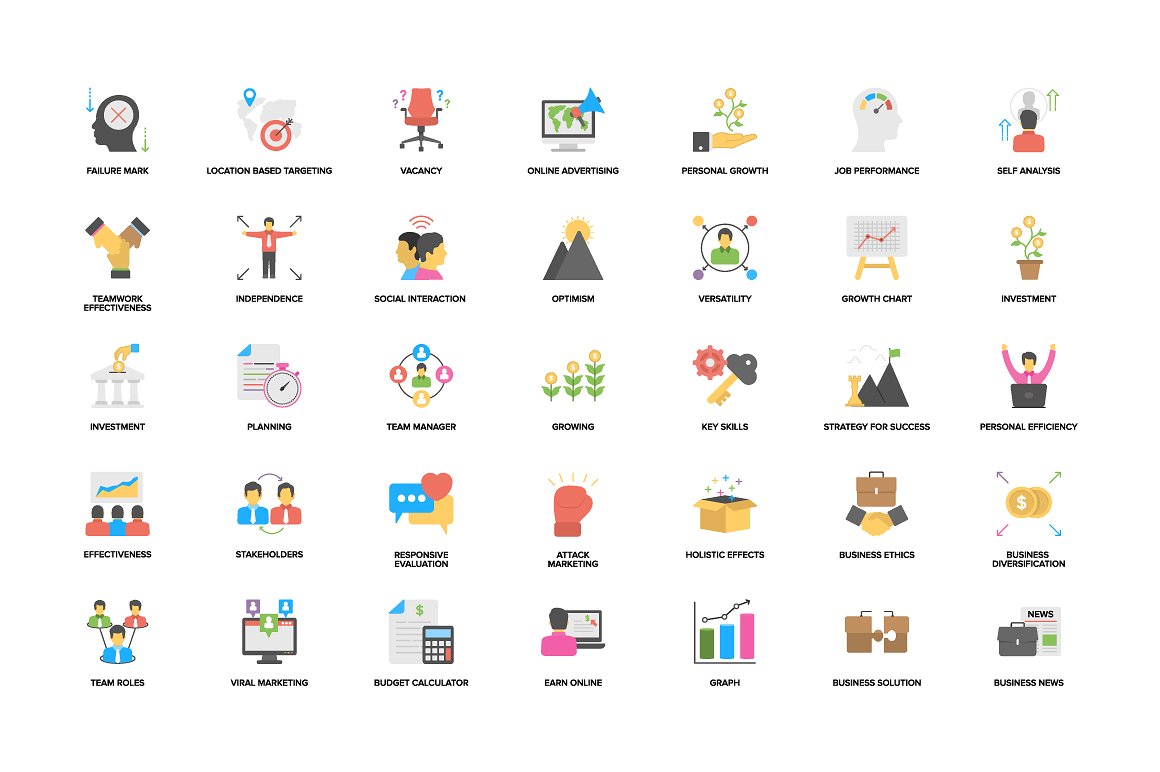 Flat Business Management Icons