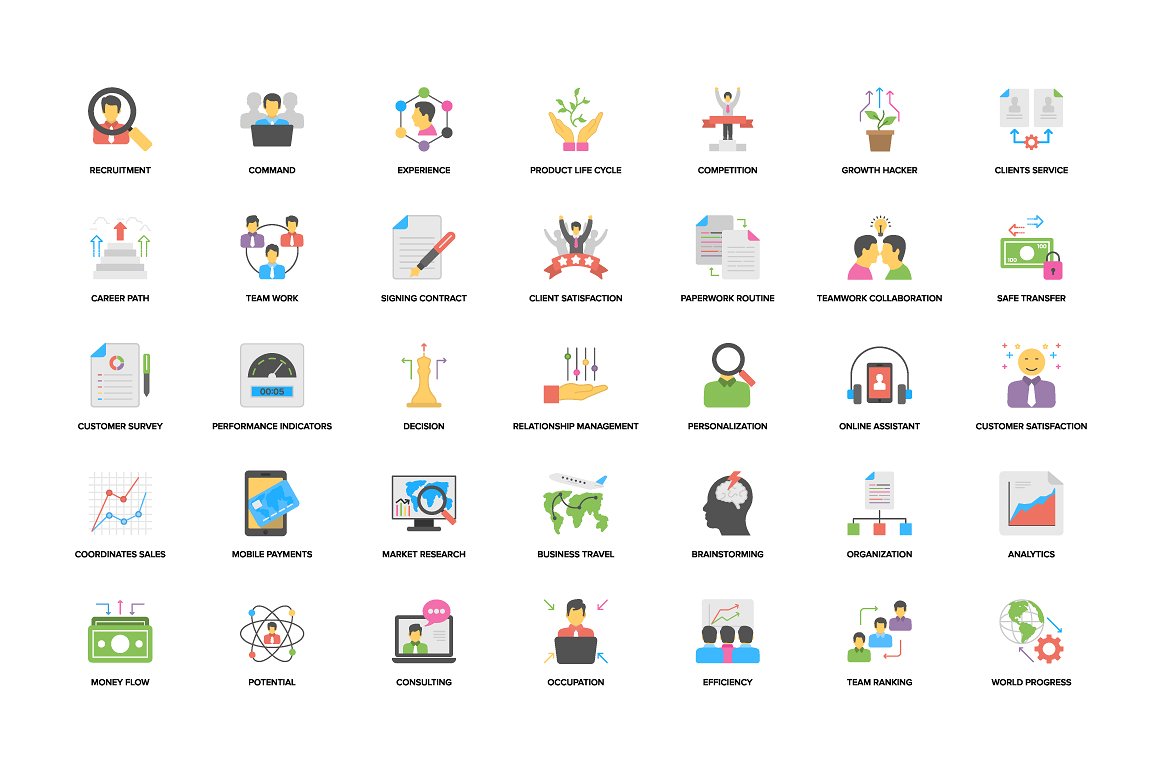 Flat Business Management Icons