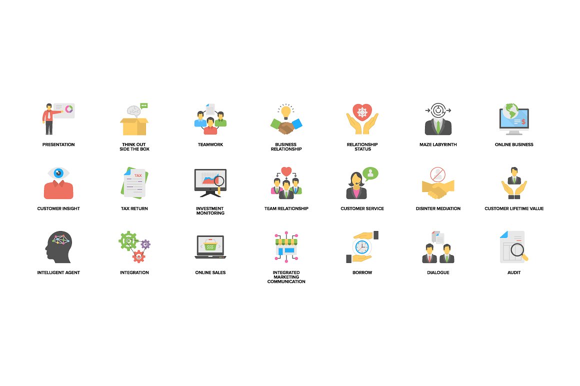 Flat Business Management Icons