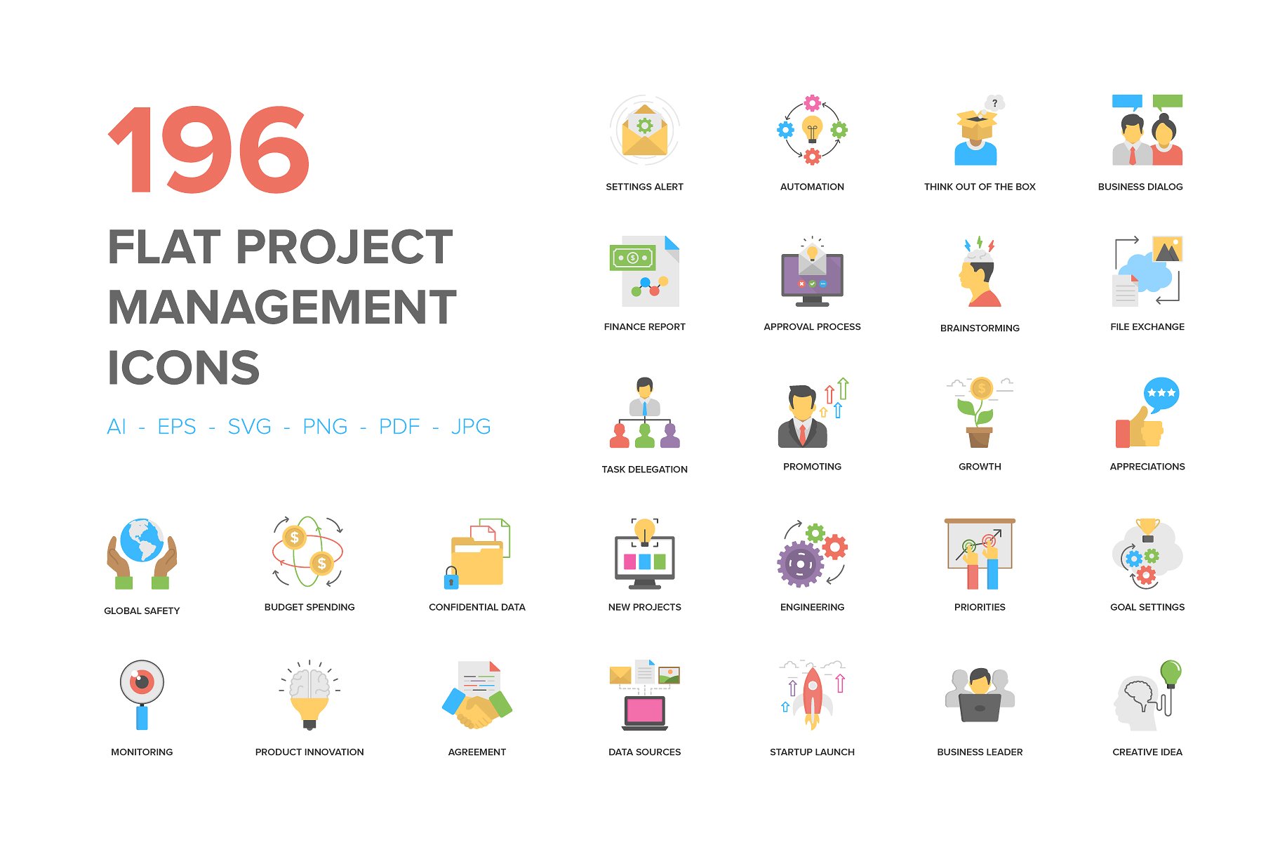 Flat Project Management Icons