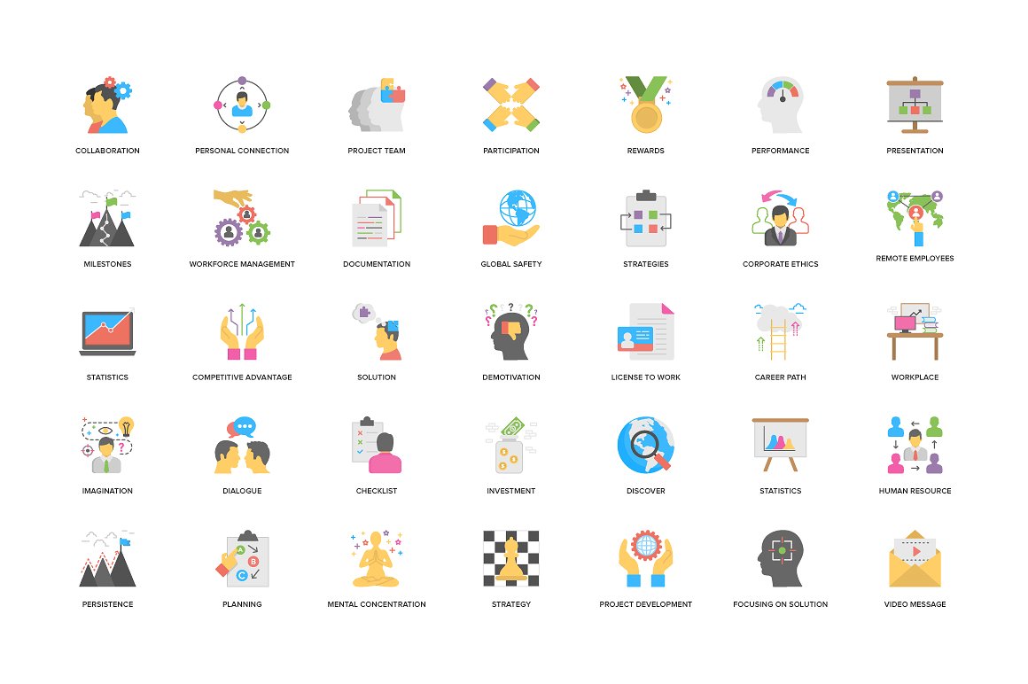 Flat Project Management Icons