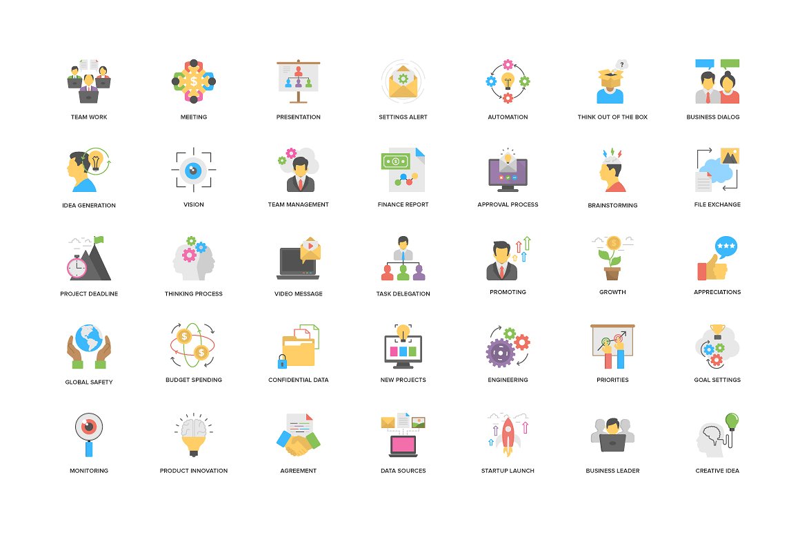 Flat Project Management Icons