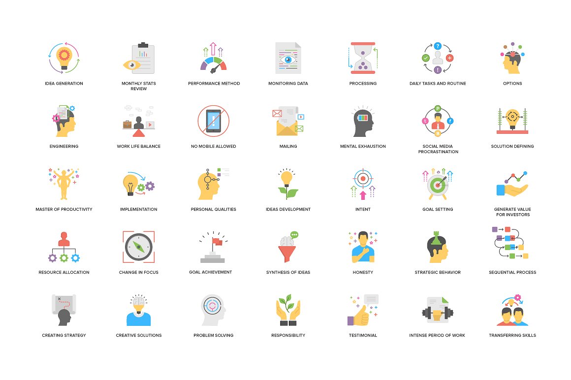 Flat Project Management Icons