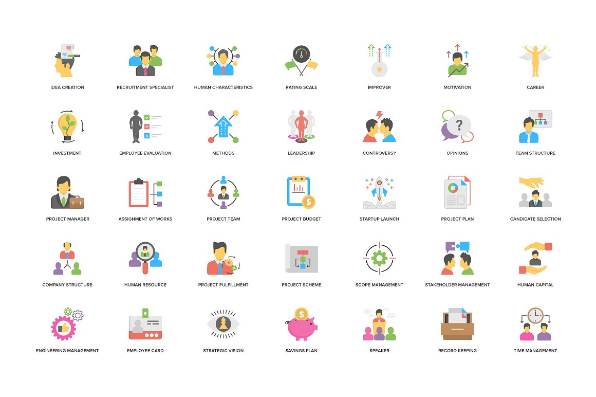 Flat Project Management Icons