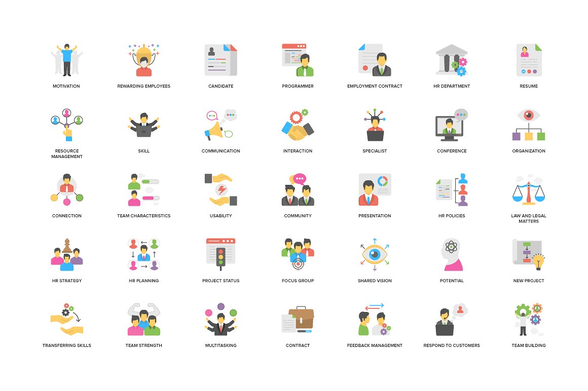 Flat Project Management Icons