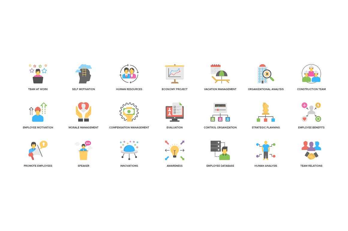 Flat Project Management Icons