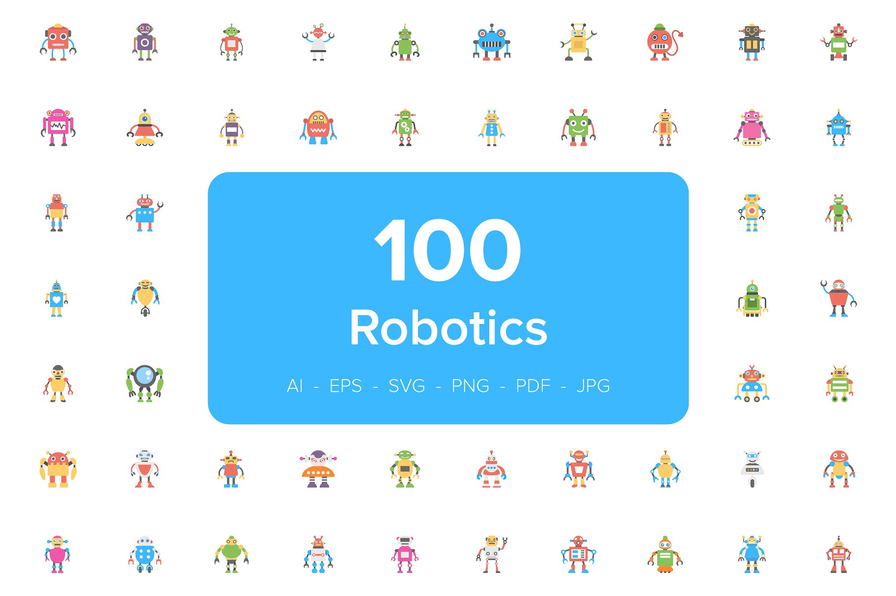 100 Robotics Flat Icons