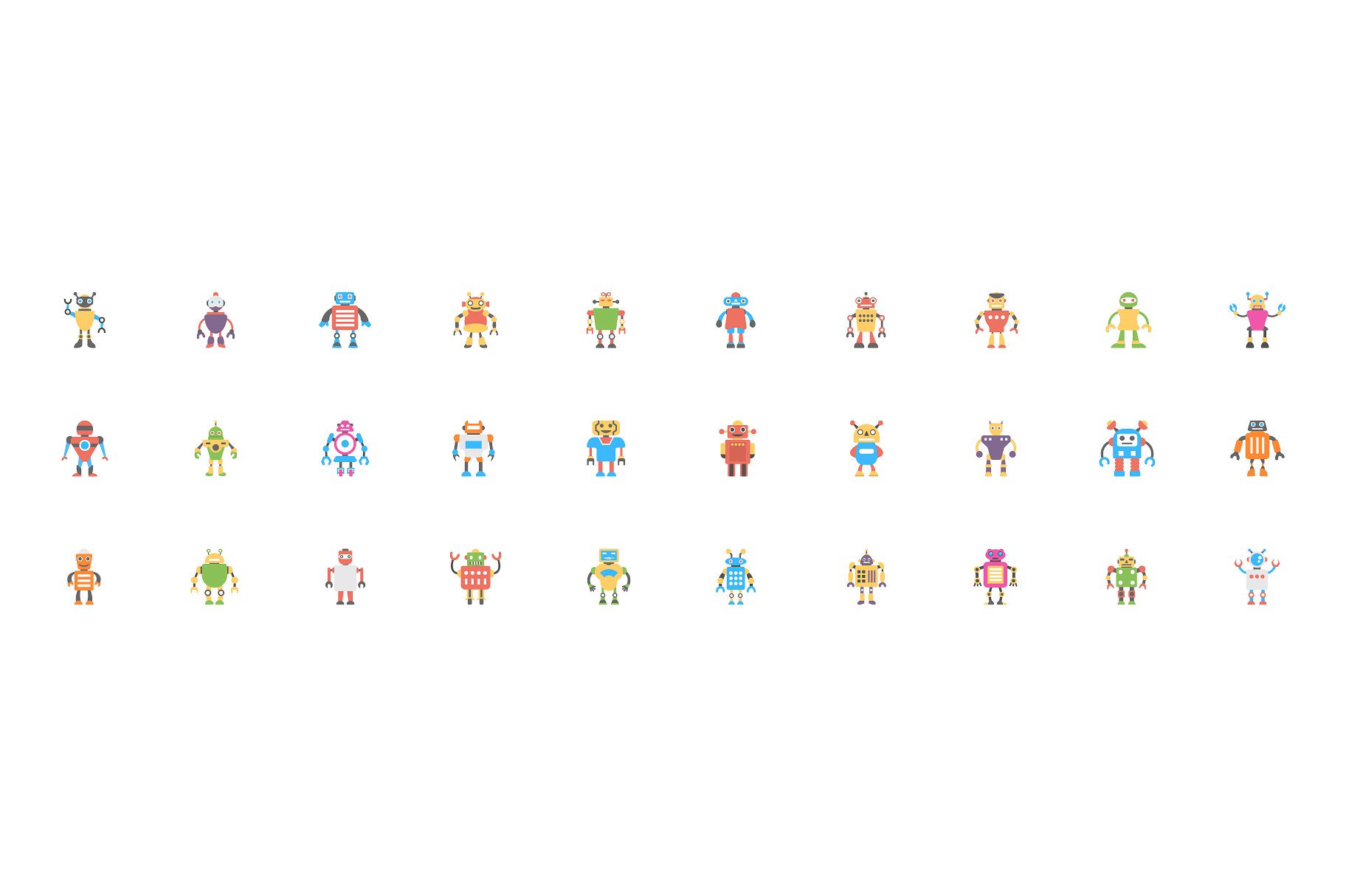 100 Robotics Flat Icons