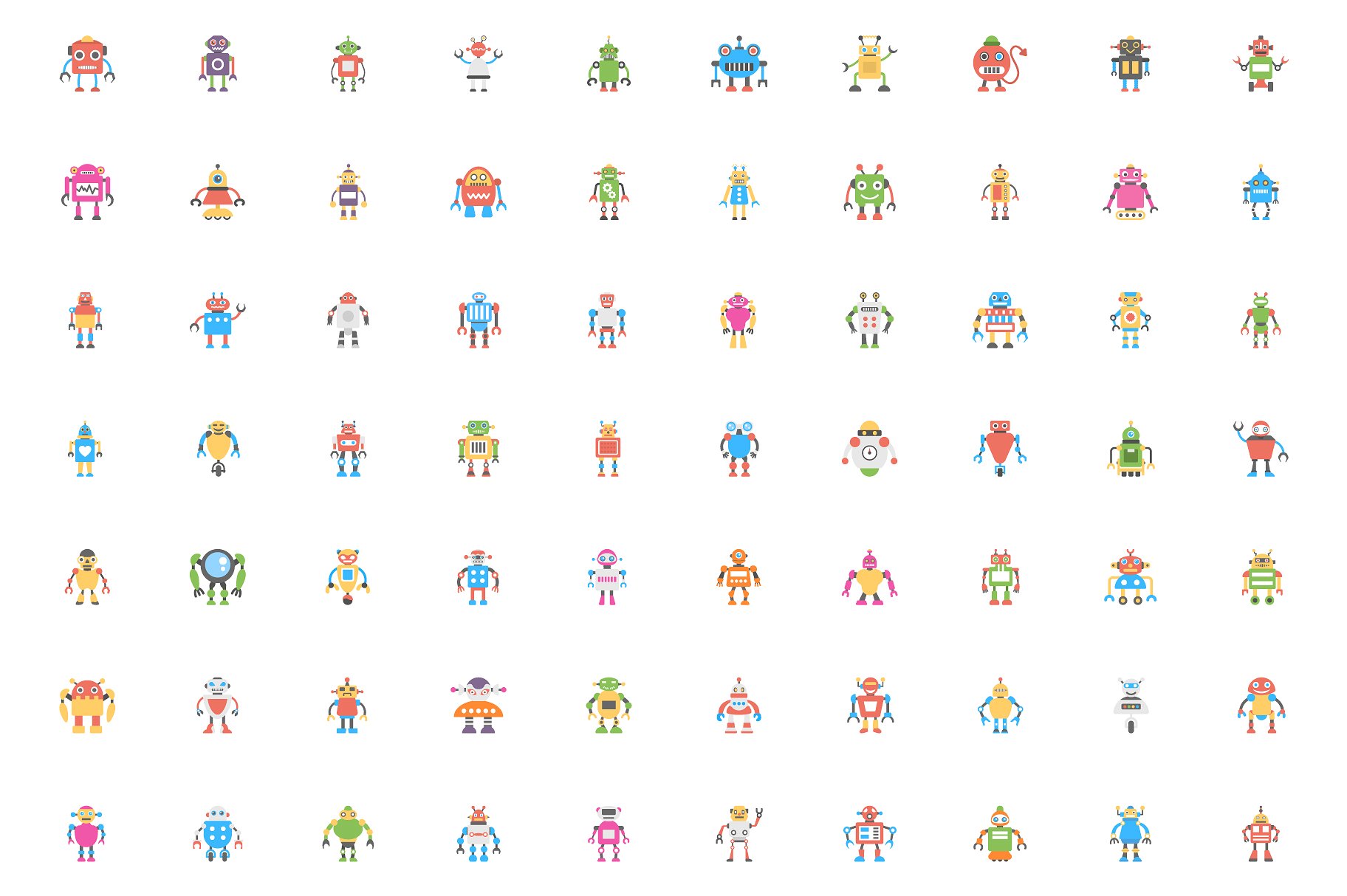 100 Robotics Flat Icons