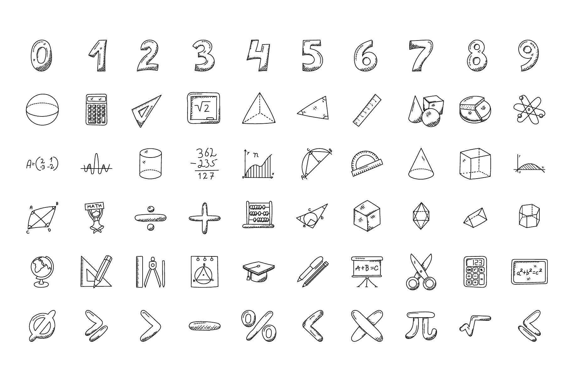 100 Mathematics Doodle Icons