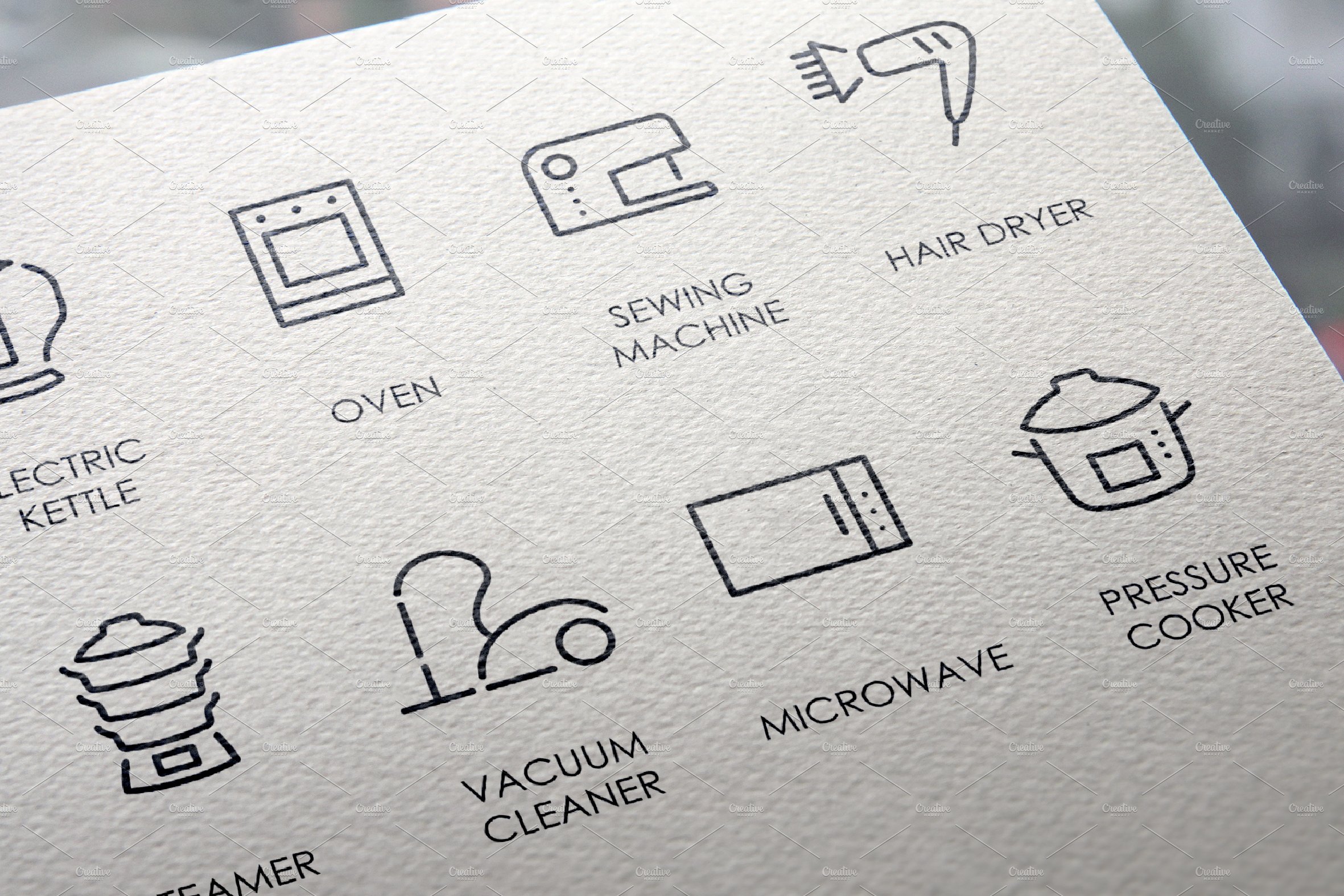 Home appliances thinline icons