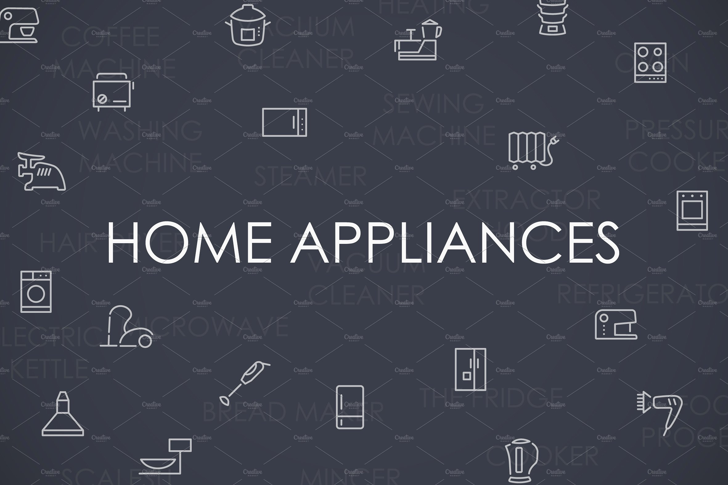 Home appliances thinline icons