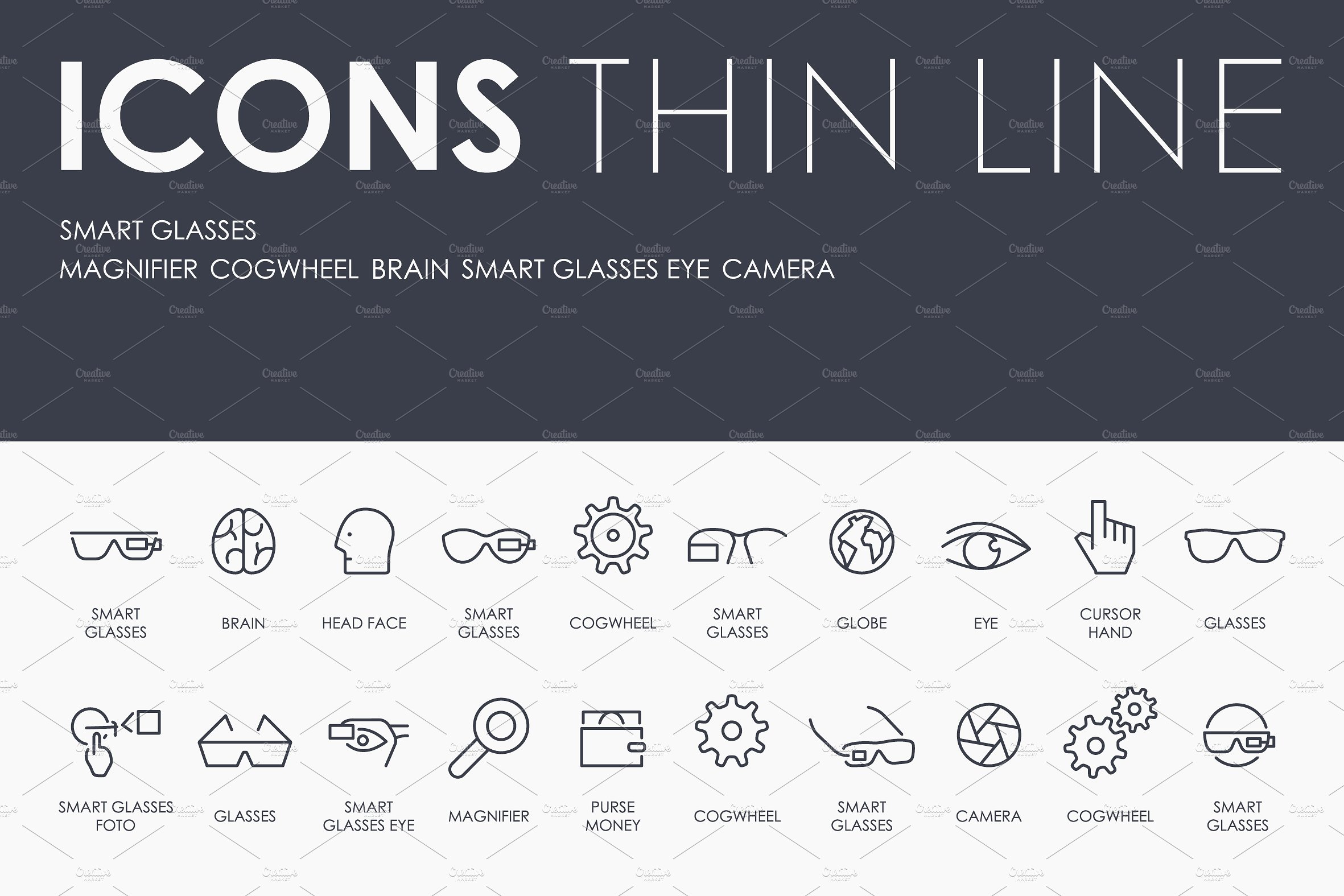 Smart glasses thinline icons