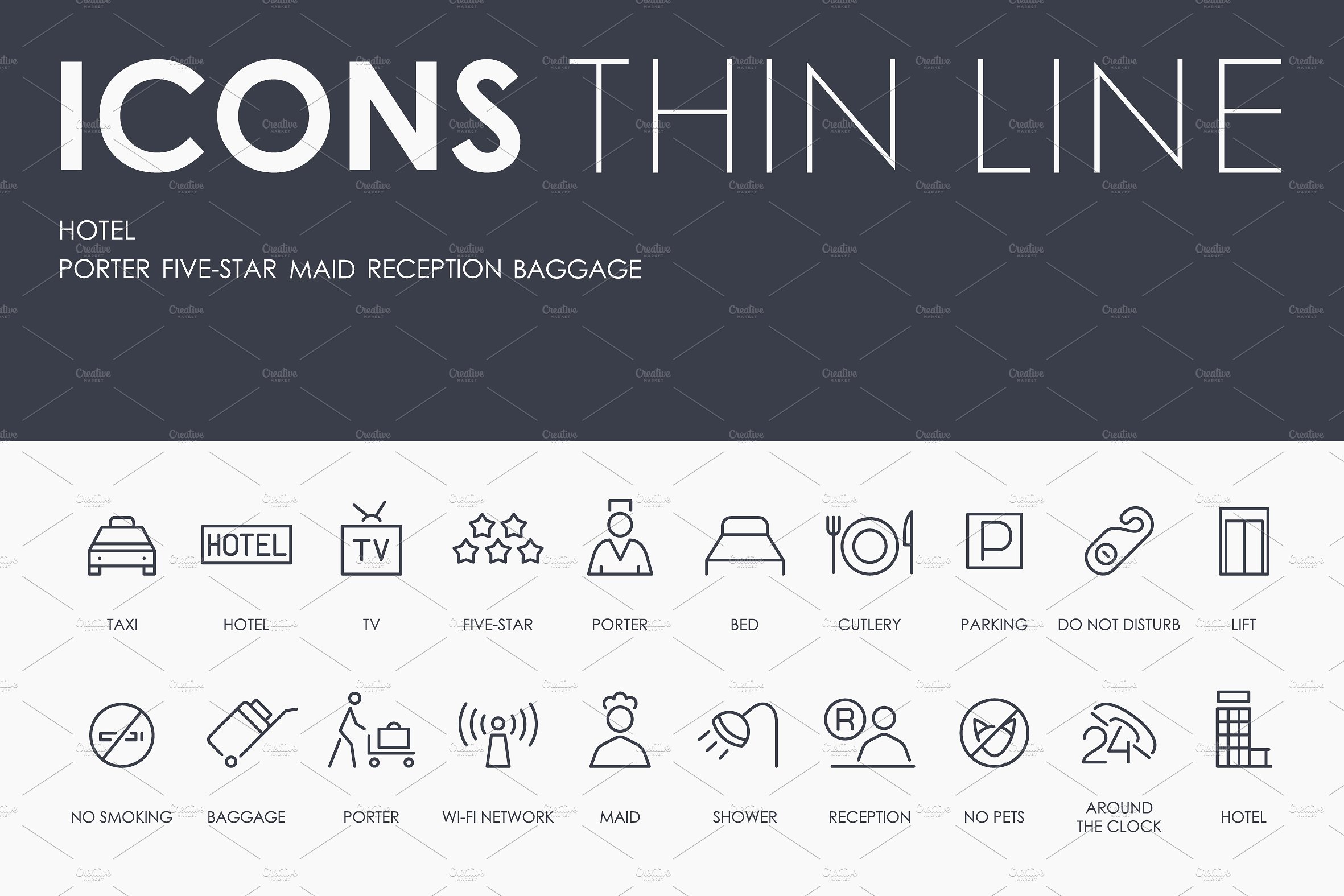 Hotel thinline icons