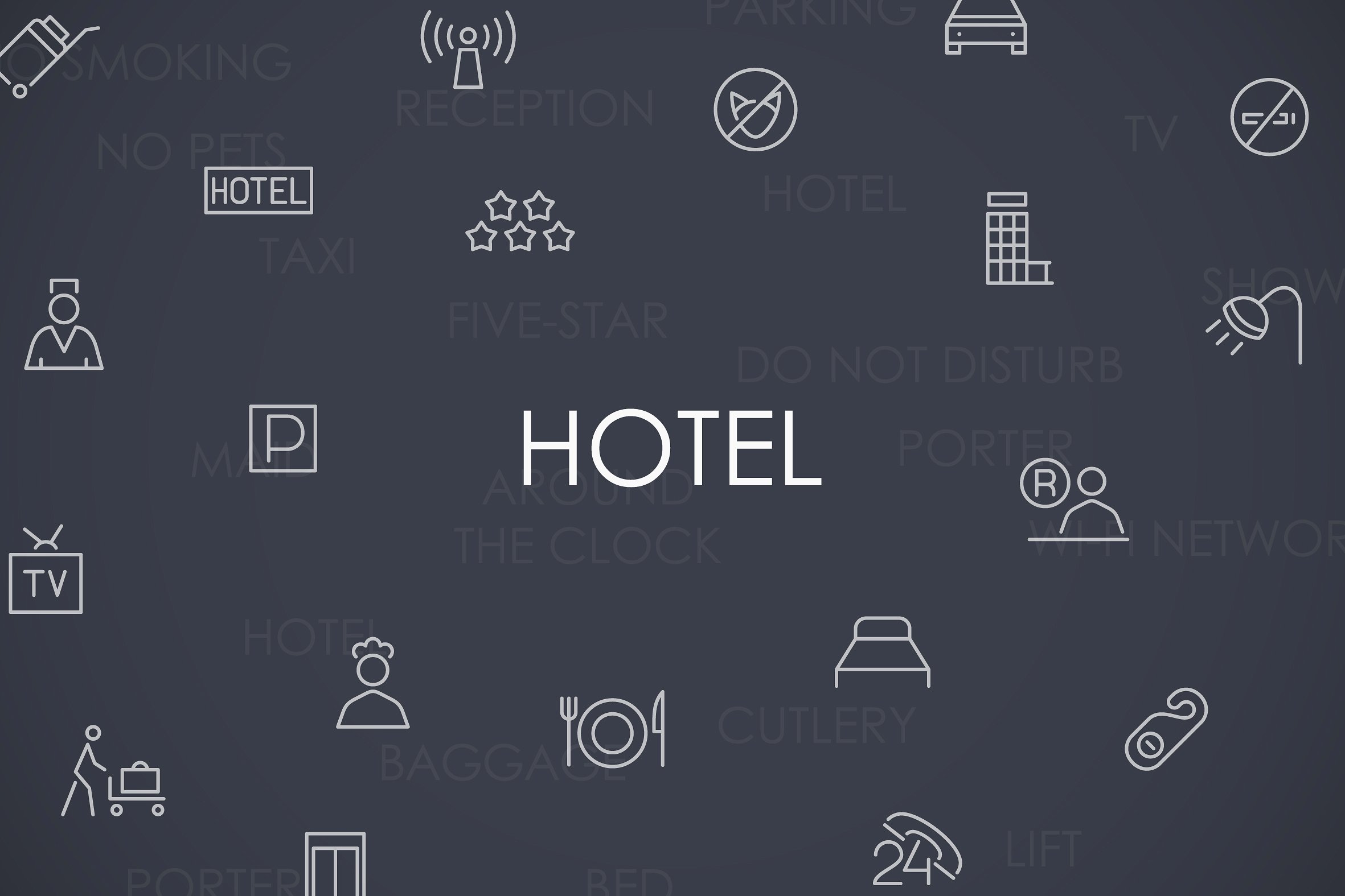 Hotel thinline icons