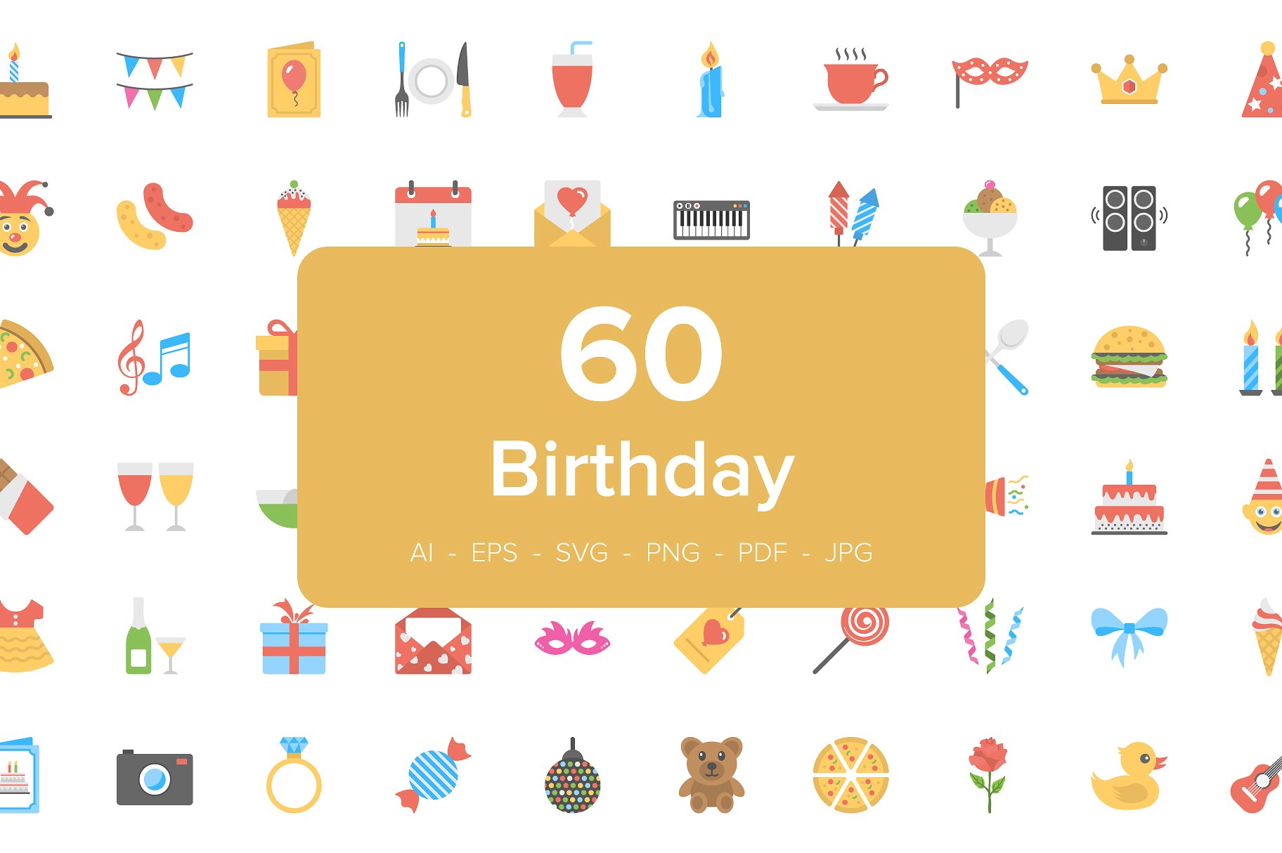 Flat Birthday Icons