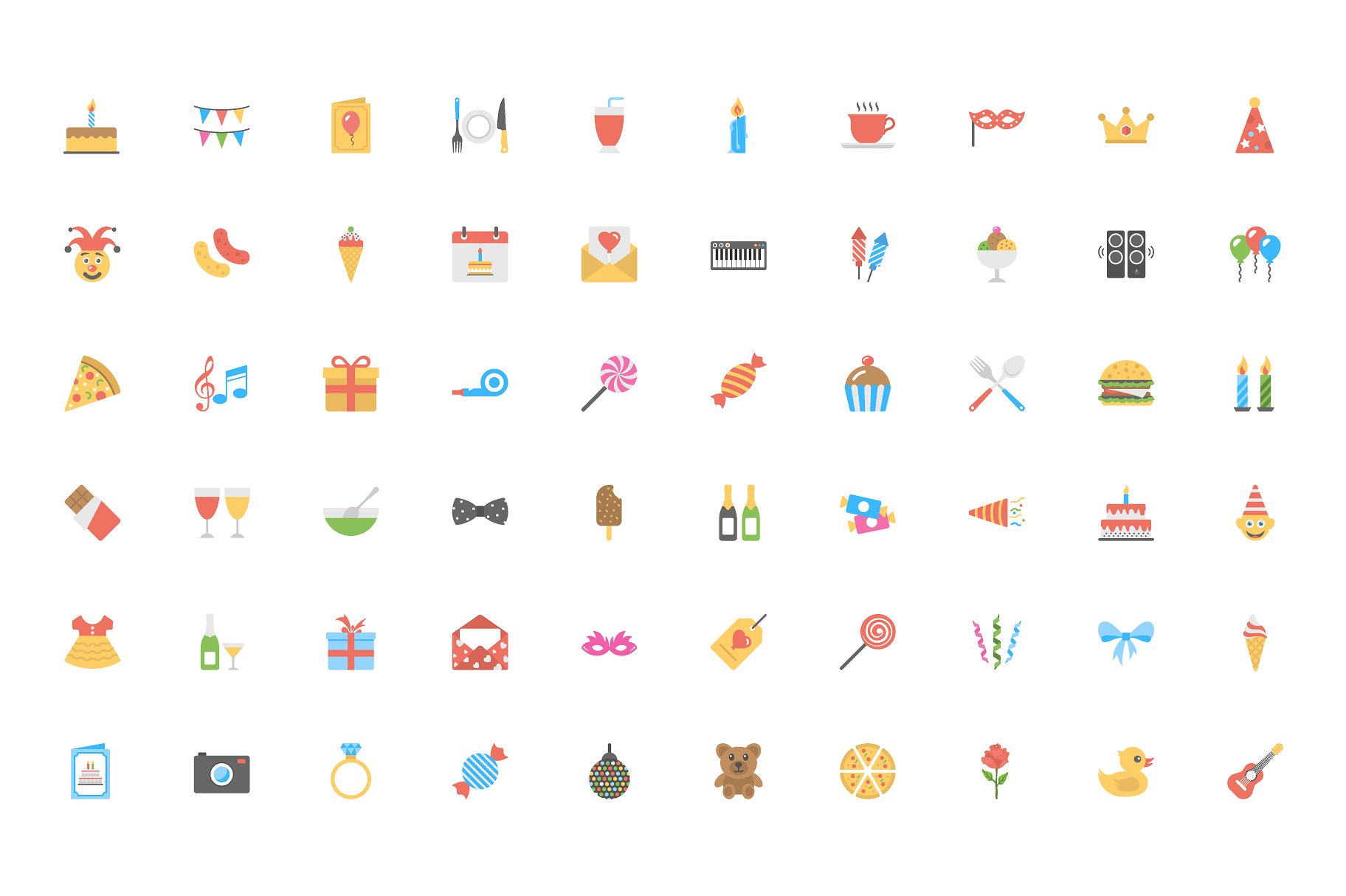 Flat Birthday Icons