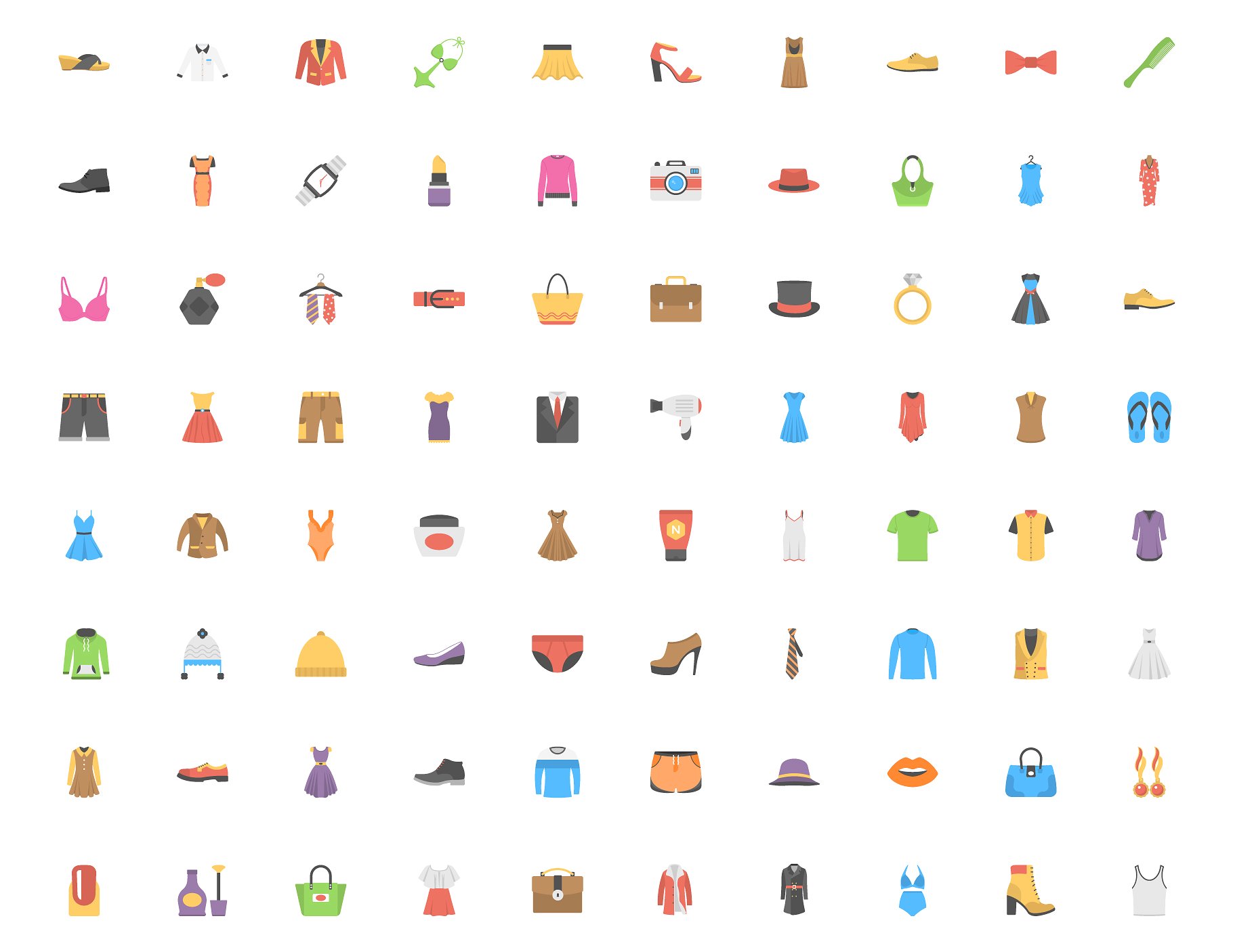 150 Fashion Flat Vector Icons