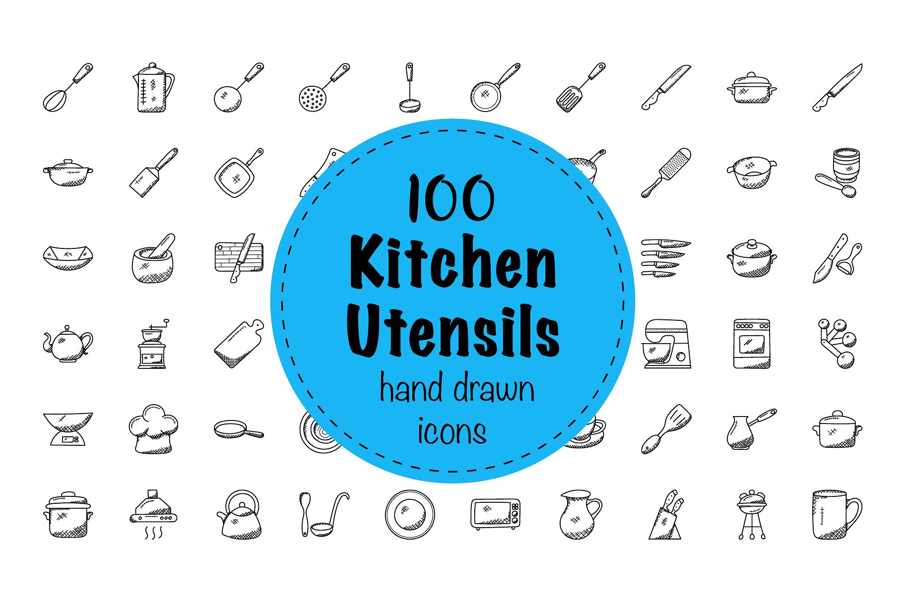 100 Doodles of Kitchen Utensil