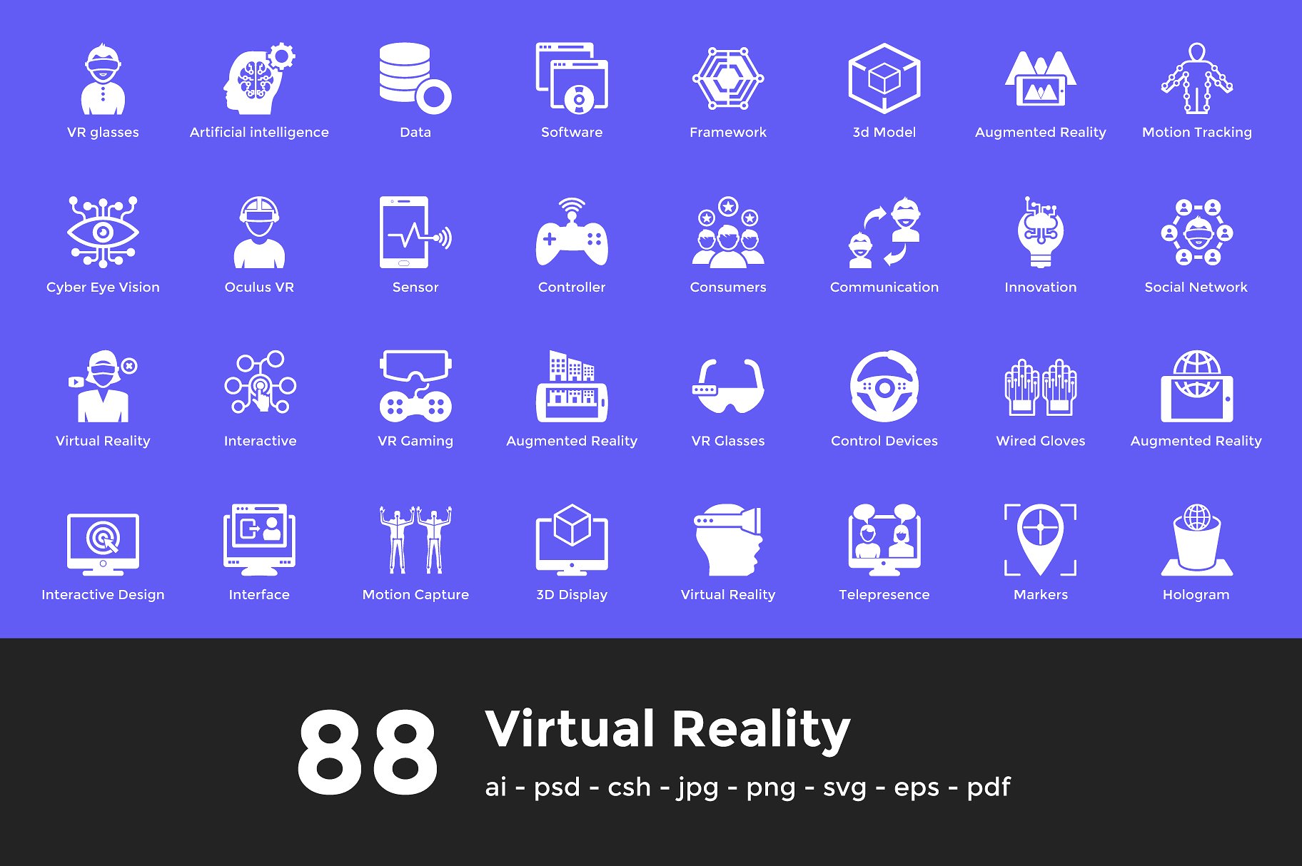 88 Virtual Reality Vector Icon