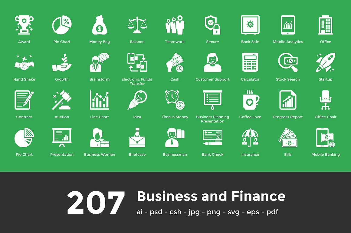 207 Business and Finance Icons