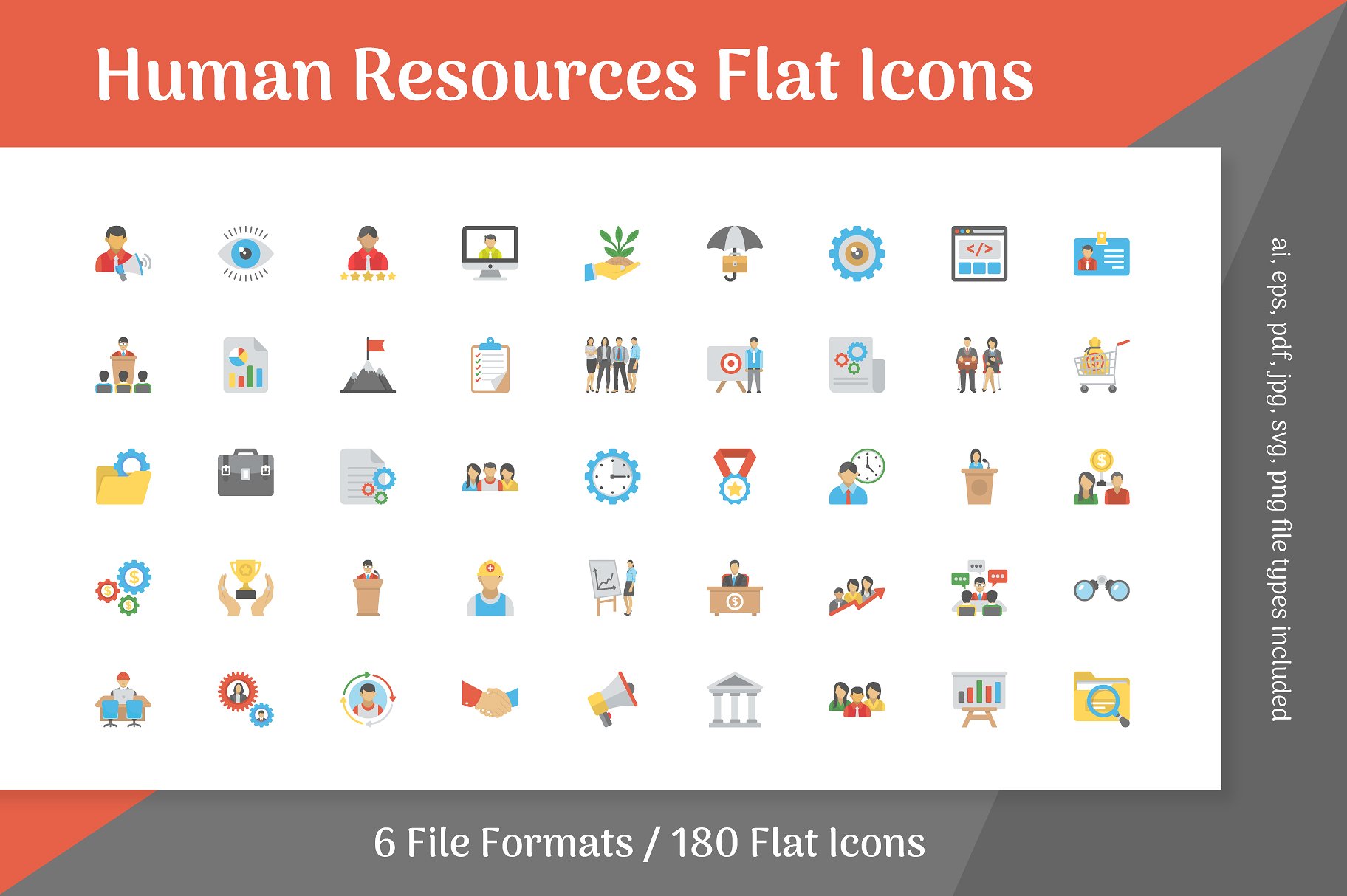 180 Human Resources Flat Icons